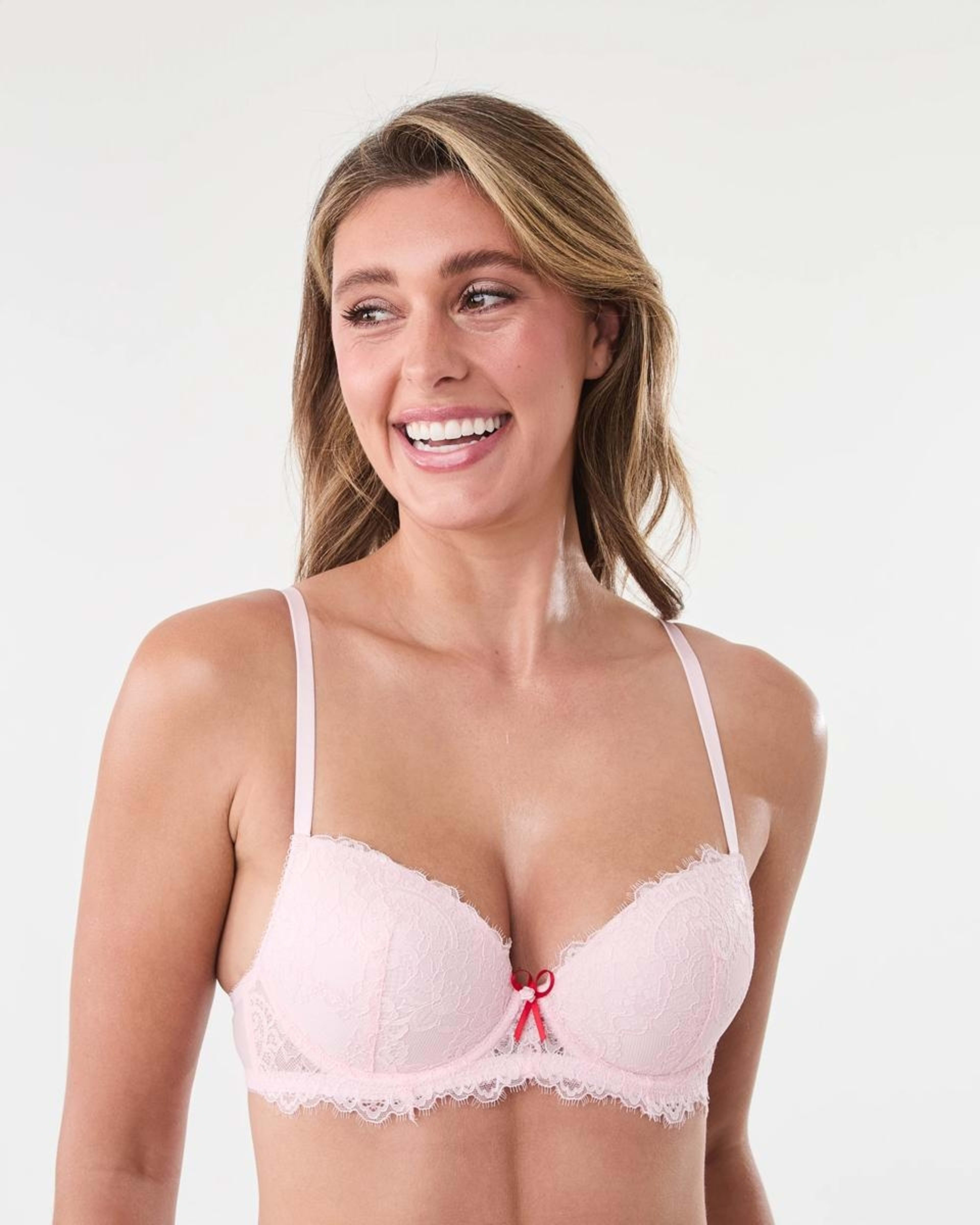 1 Co-ordinated Eyelash Lace Push up Bra Bllet Pink