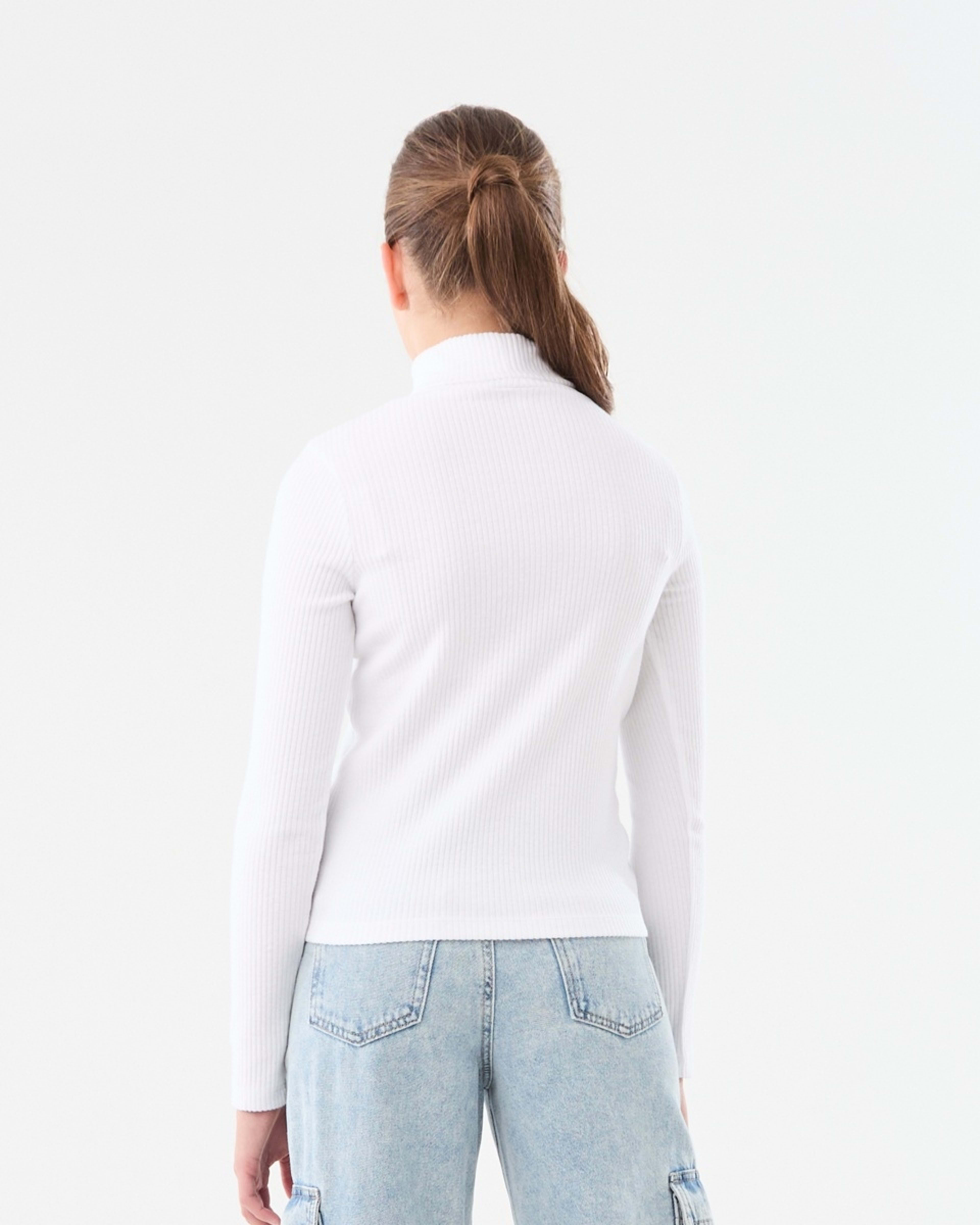 2 Long Sleeve Rib Skivvy Top White, 2 of 8