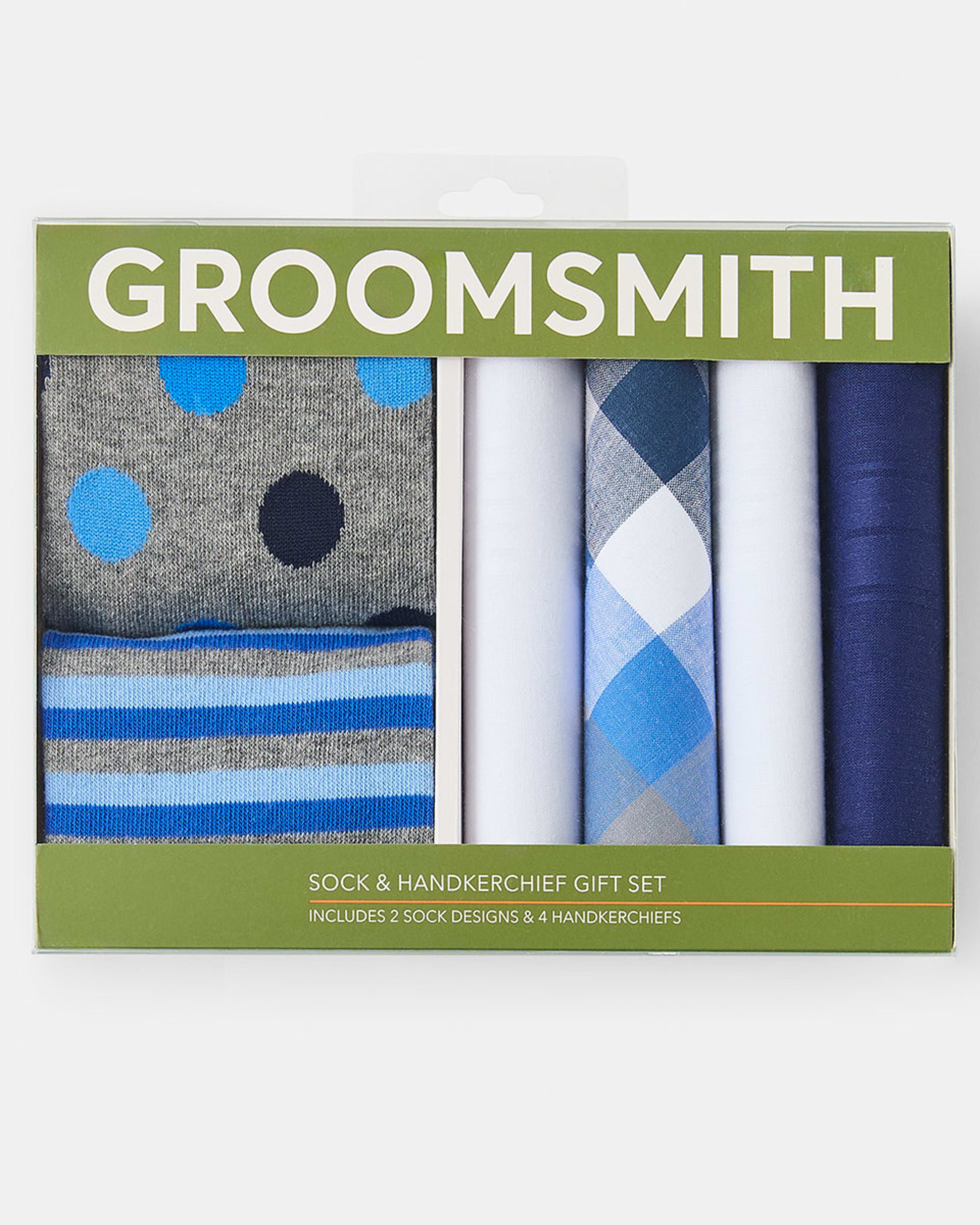 1 Groomsmith Sock and Handkerchief Gift Set Navy