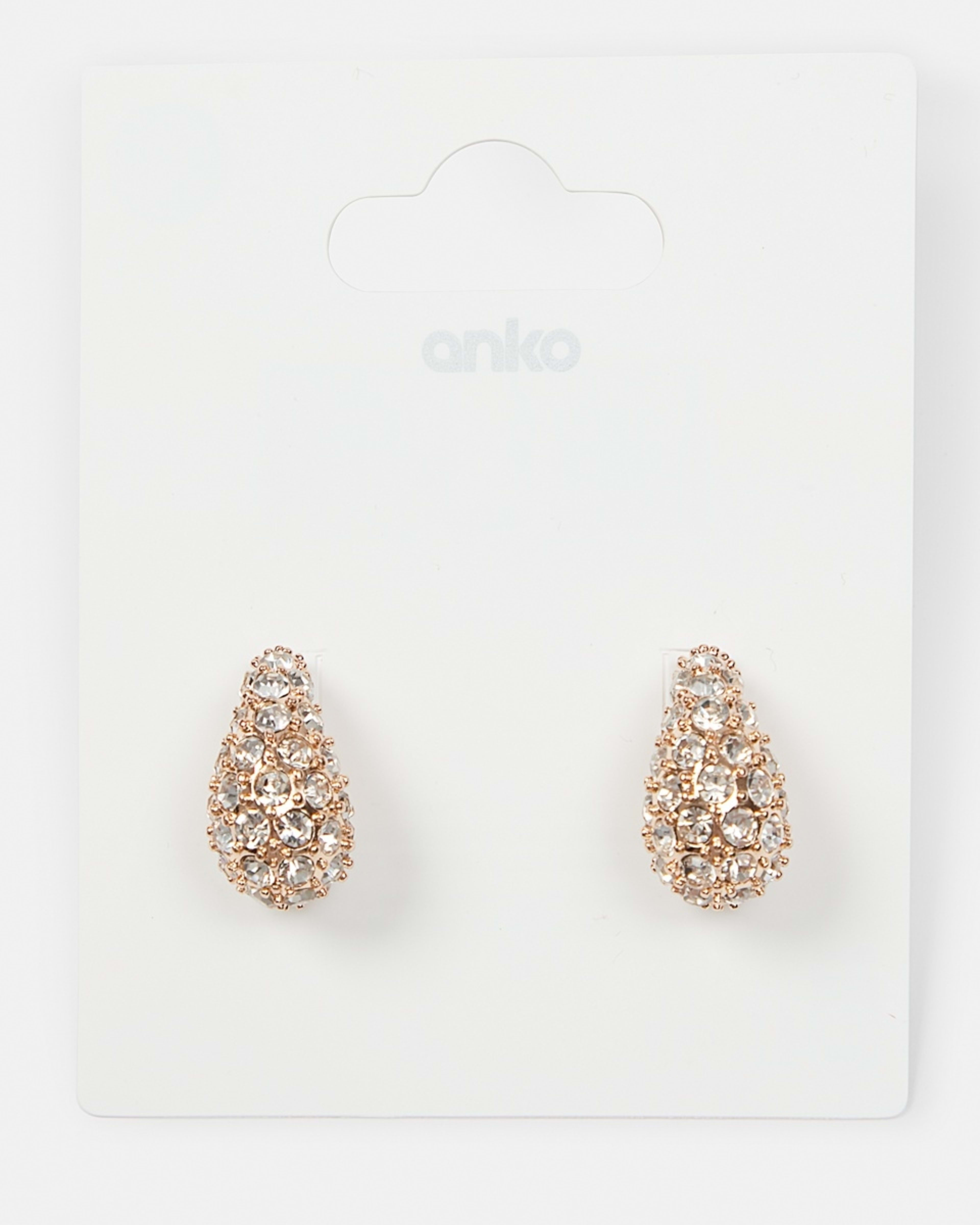 4 Diamante Teardrop Earrings Gold, 4 of 4