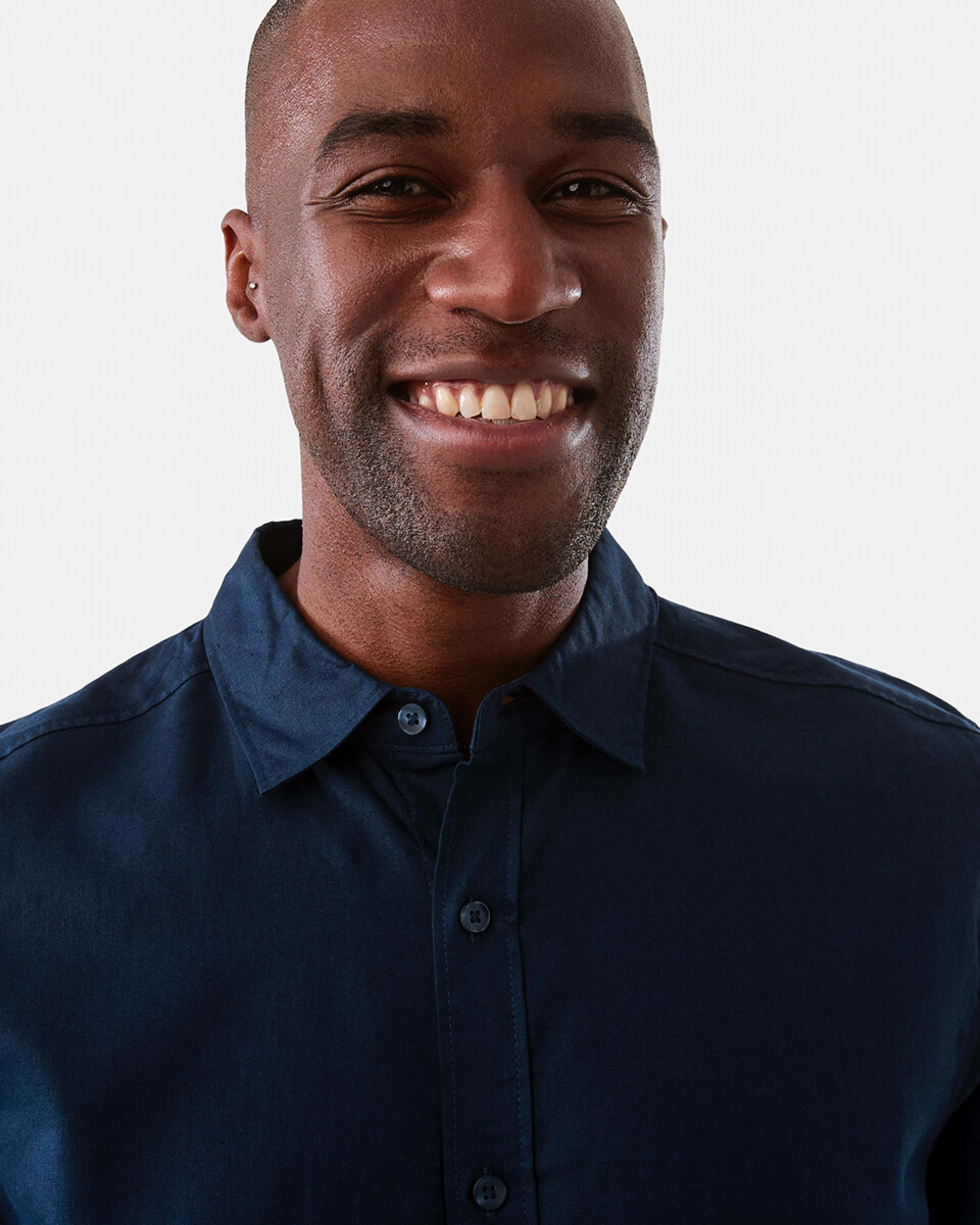 4 Long Sleeve Solid Linen Blend Shirt Blu Pcoat, 4 of 7