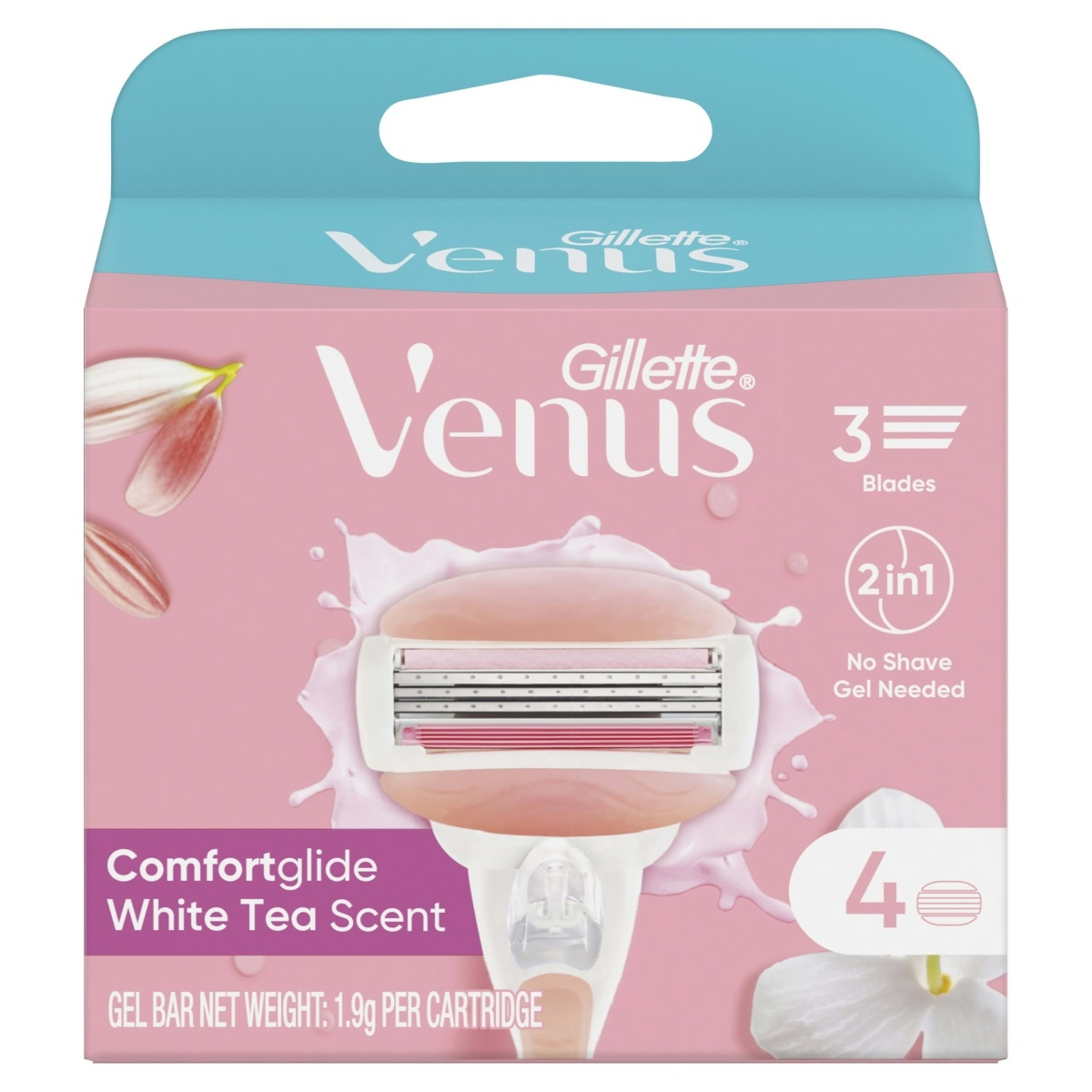 1 4 Pack Gillette Venus ComfortGlide Razor Blade Cartridges - White Tea Scent