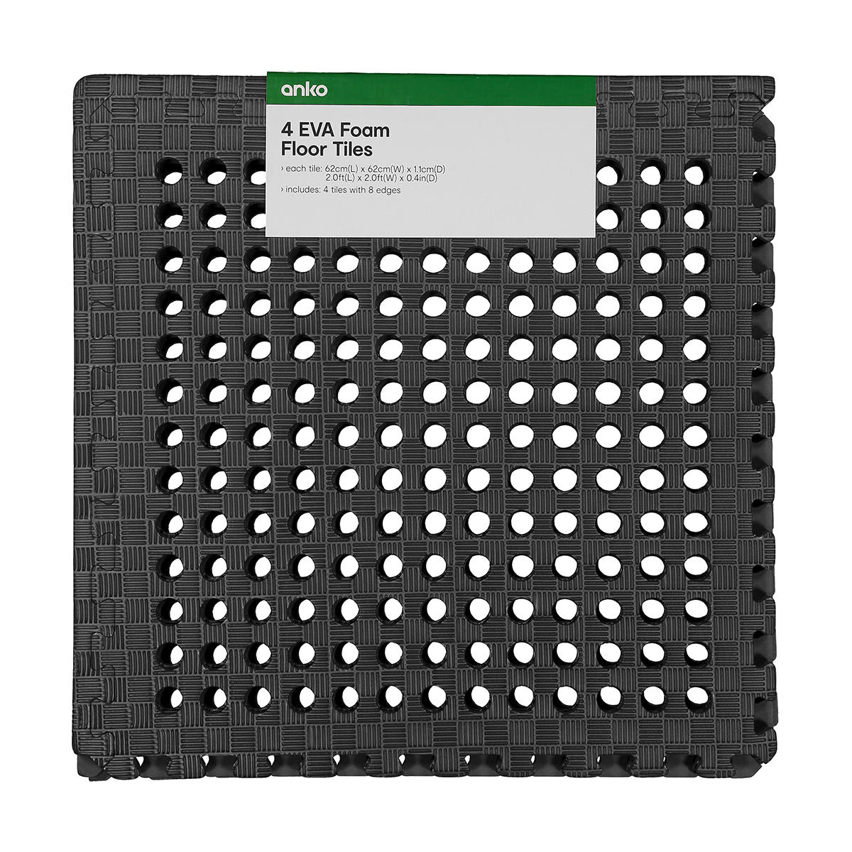 4 Pack EVA Floor Tiles Charcoal Kmart