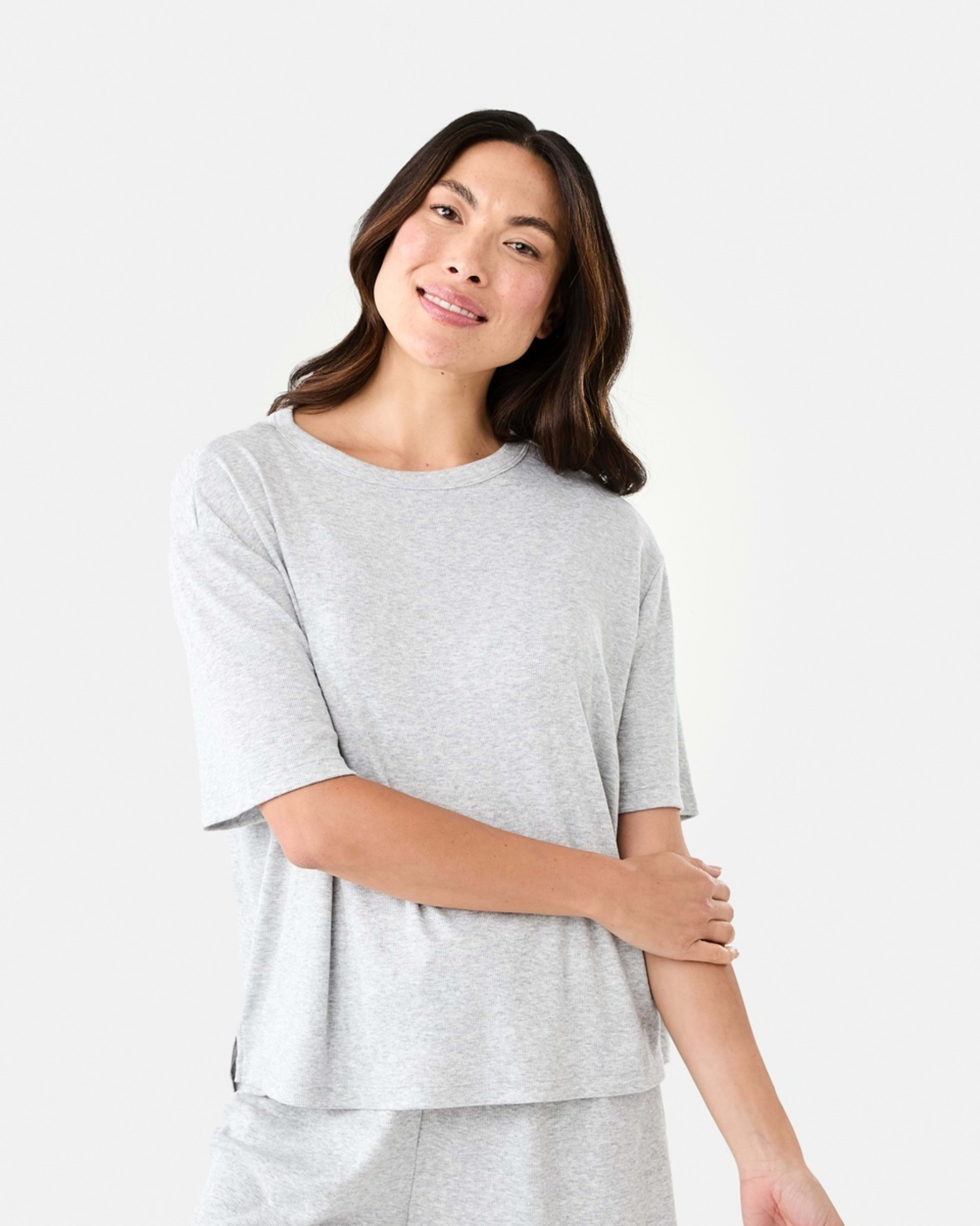 1 Rib Comfort T-shirt Slvr Marle, 1 of 7