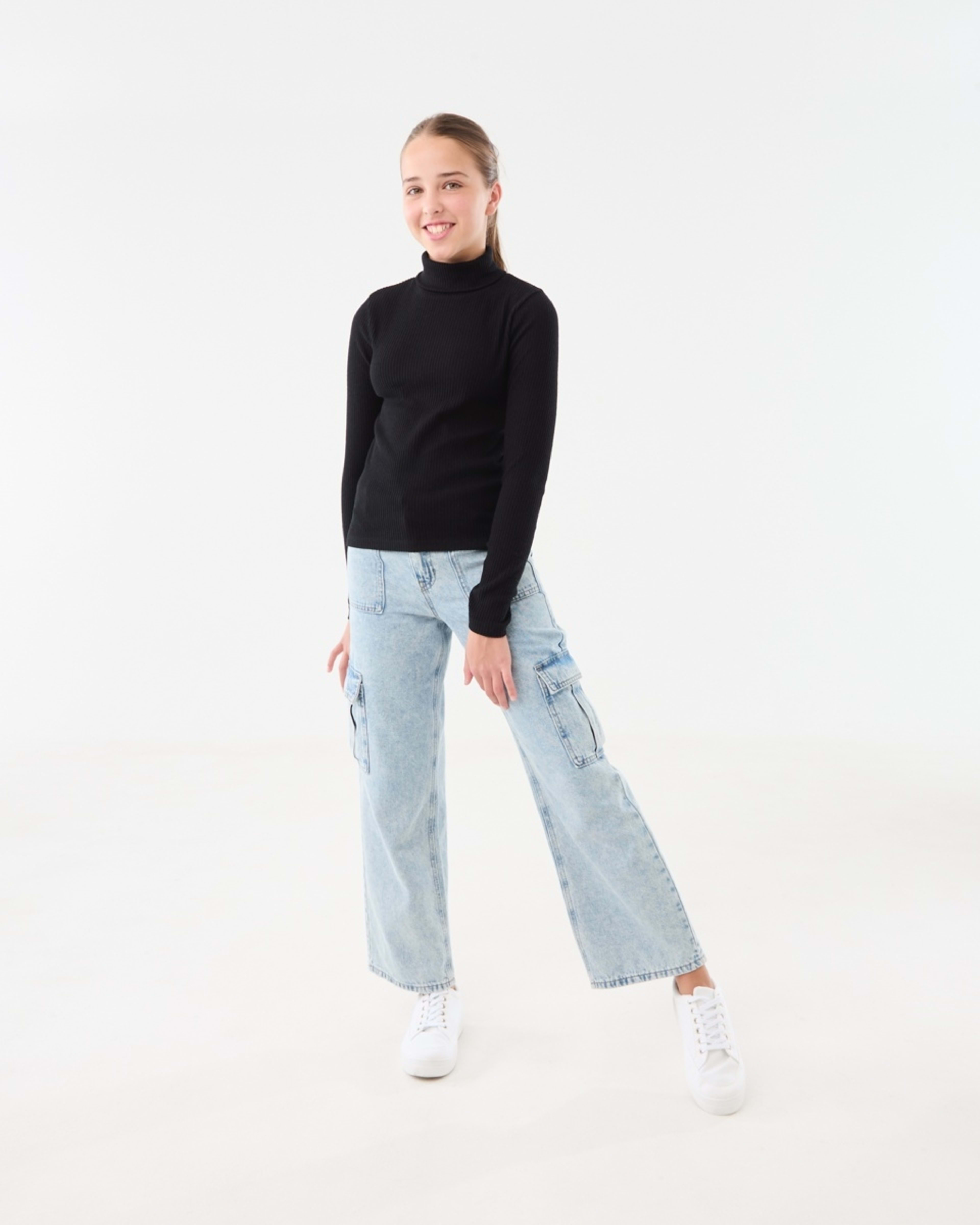 5 Long Sleeve Rib Skivvy Top Black, 5 of 8