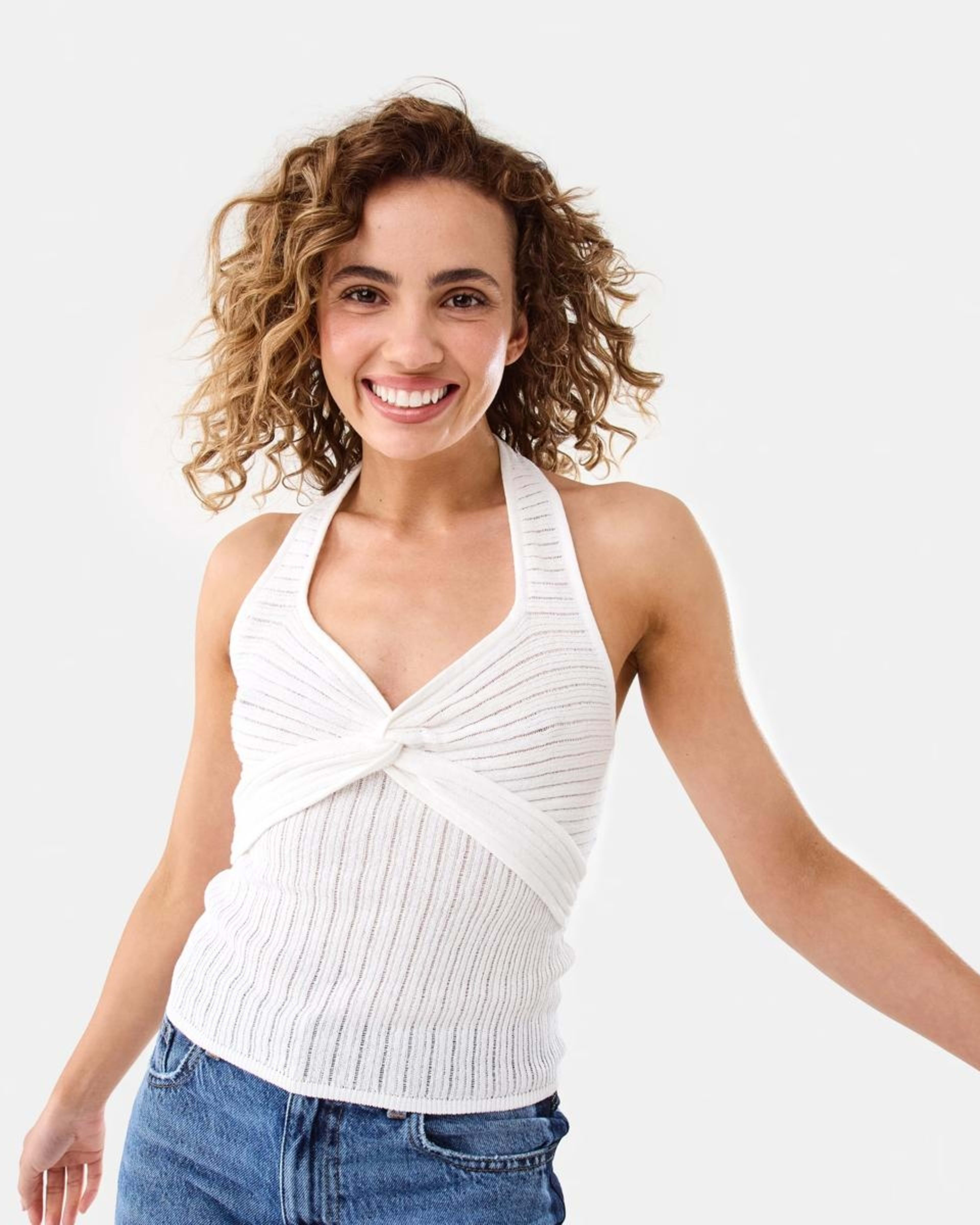 1 Halter Twist Front Top WHITE