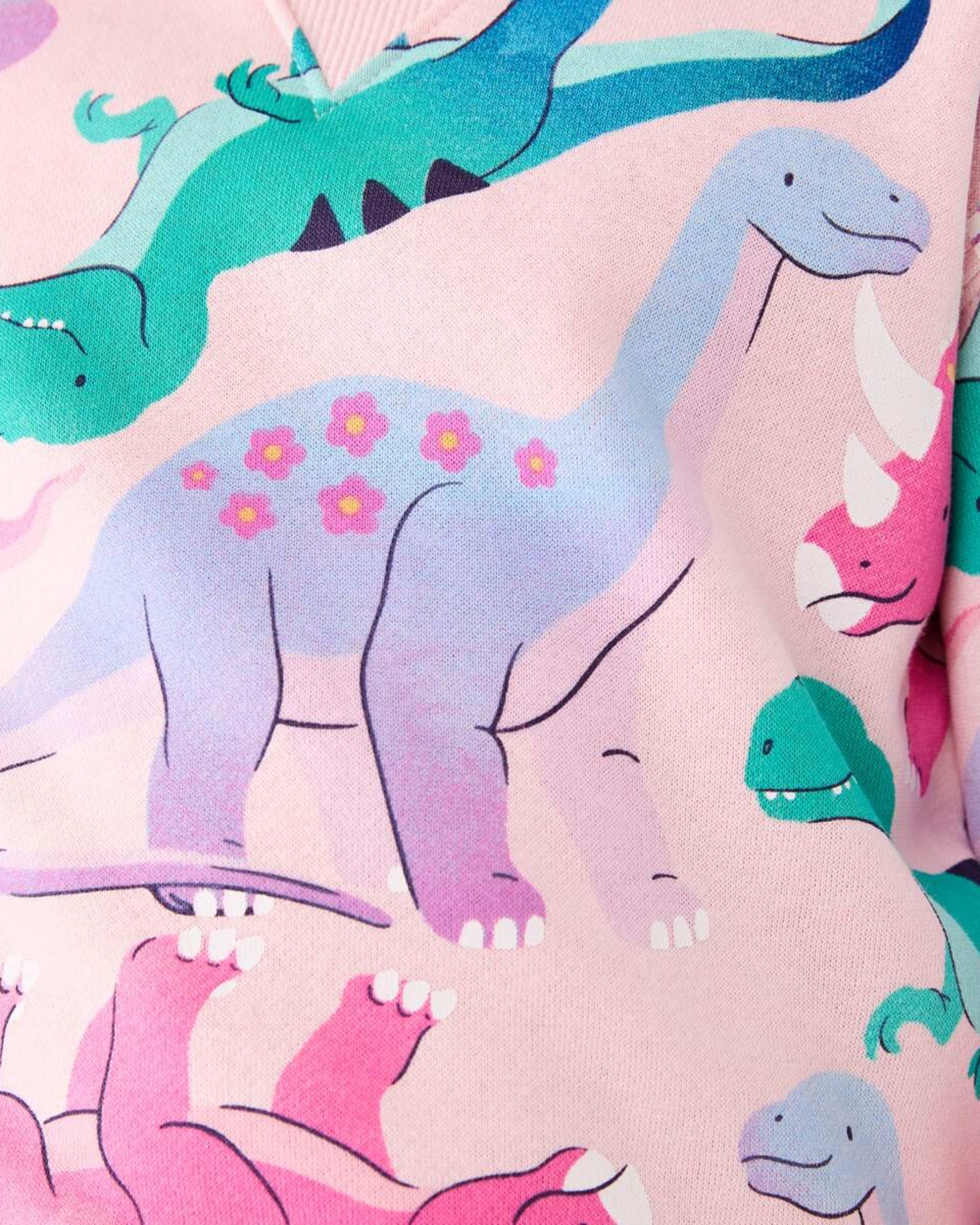 5 All Over Print Crew Neck Sweatshirt Joyful Dinos Fare Pink, 5 of 10