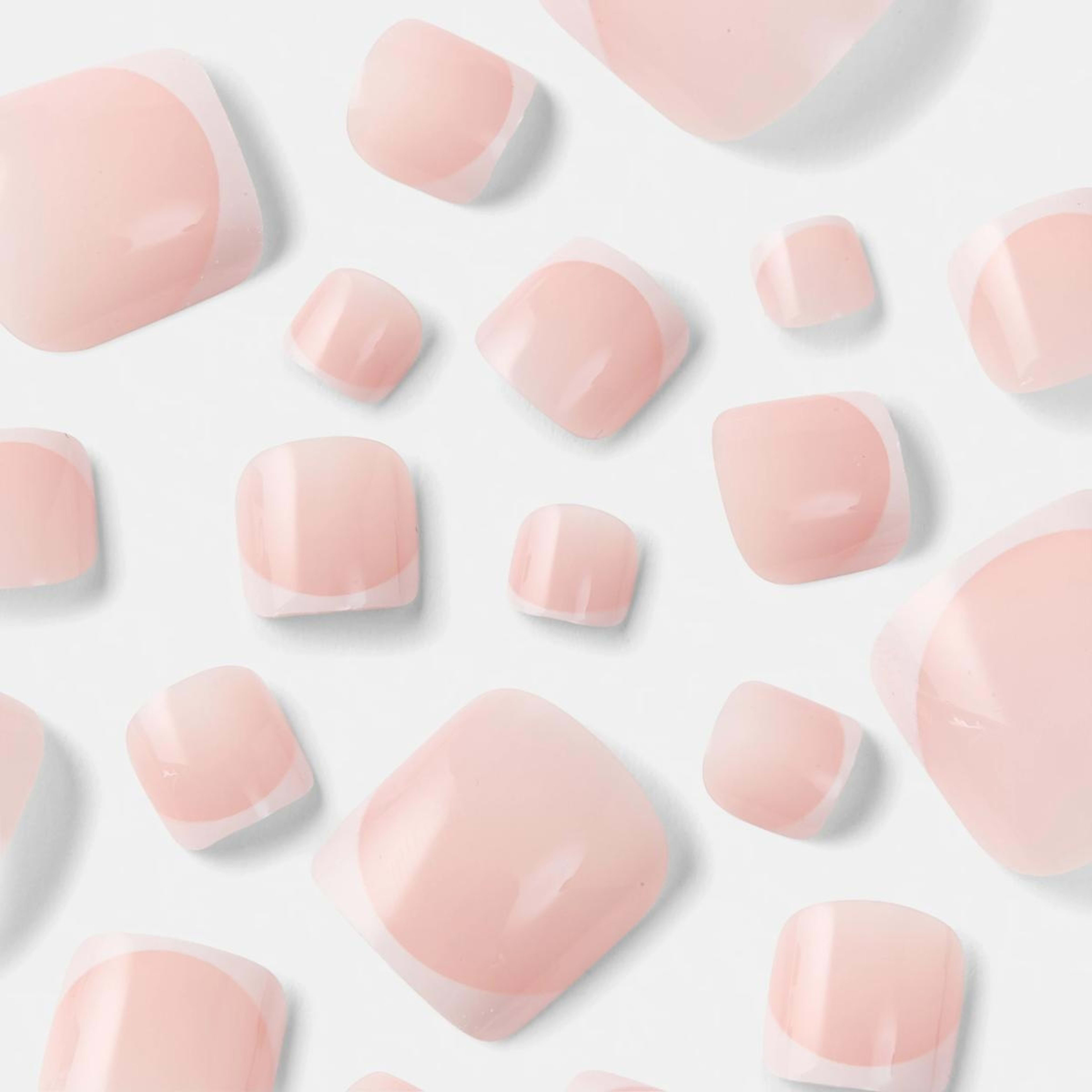 4 OXX Cosmetics 24 Pack Artificial Toenails with Adhesive - French Tip, Pink, 4 of 5
