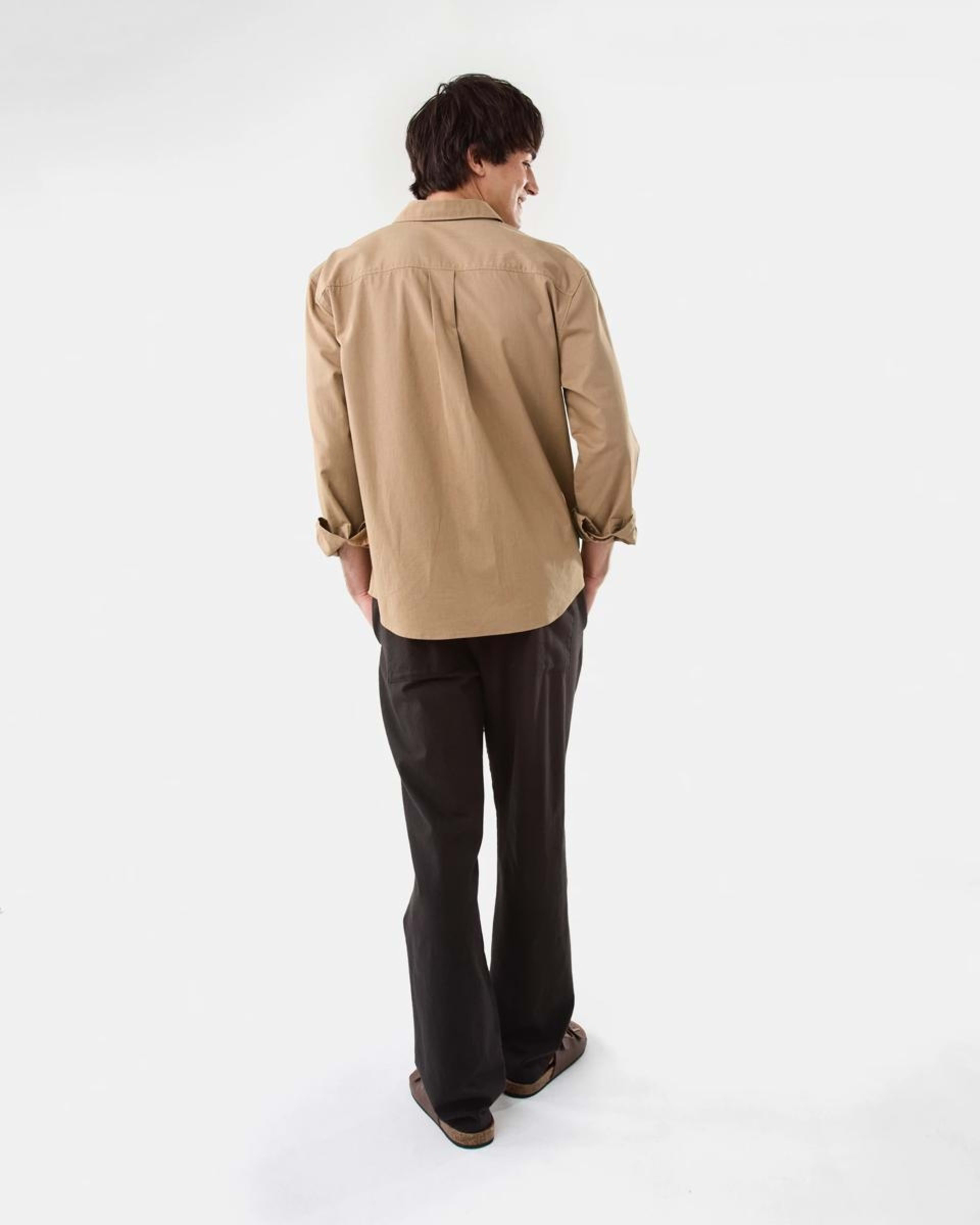 4 Long Sleeve Cotton Linen Shirt UNI BEIGE, 4 of 8