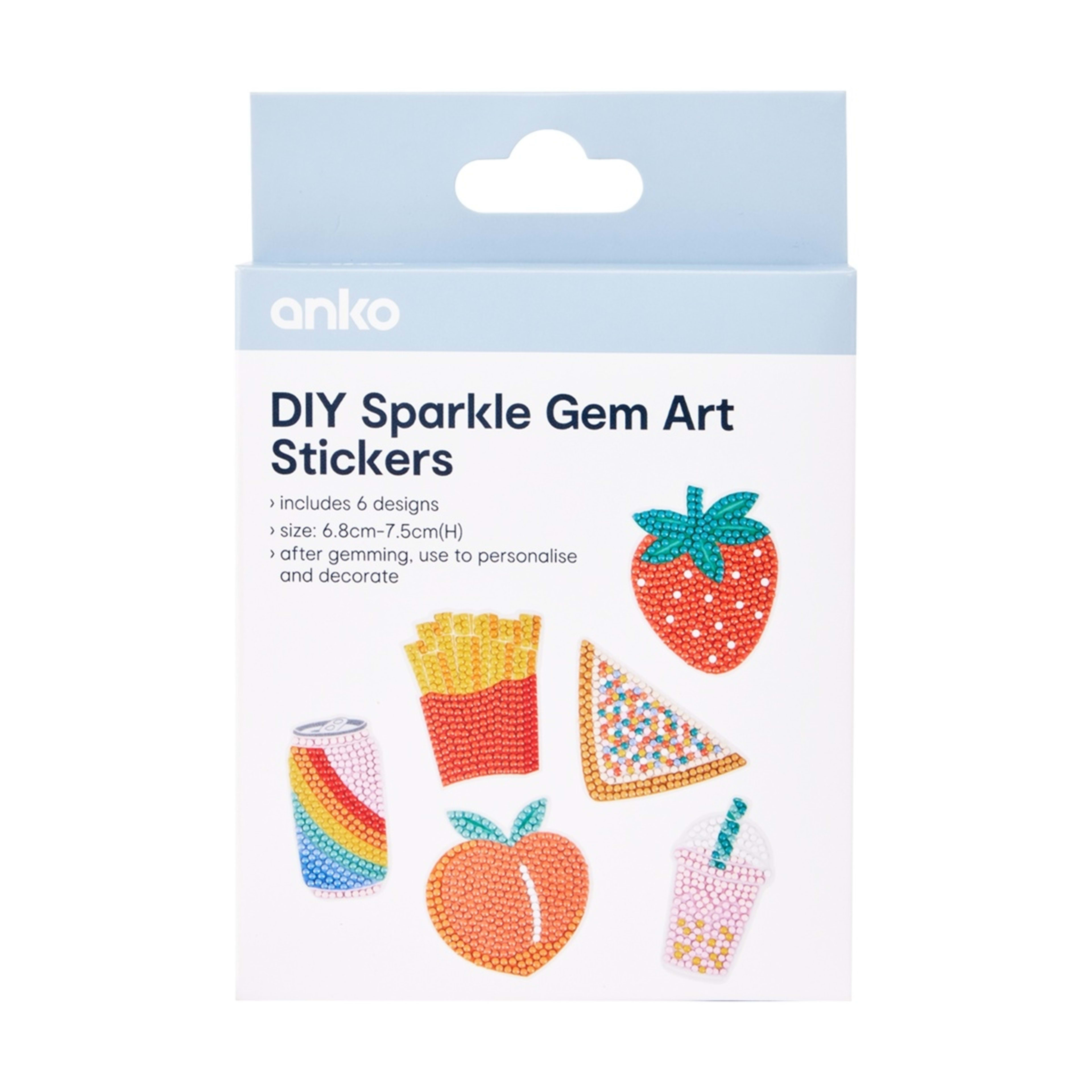 1 6 Pack DIY Sparkle Gem Art Stickers - Food