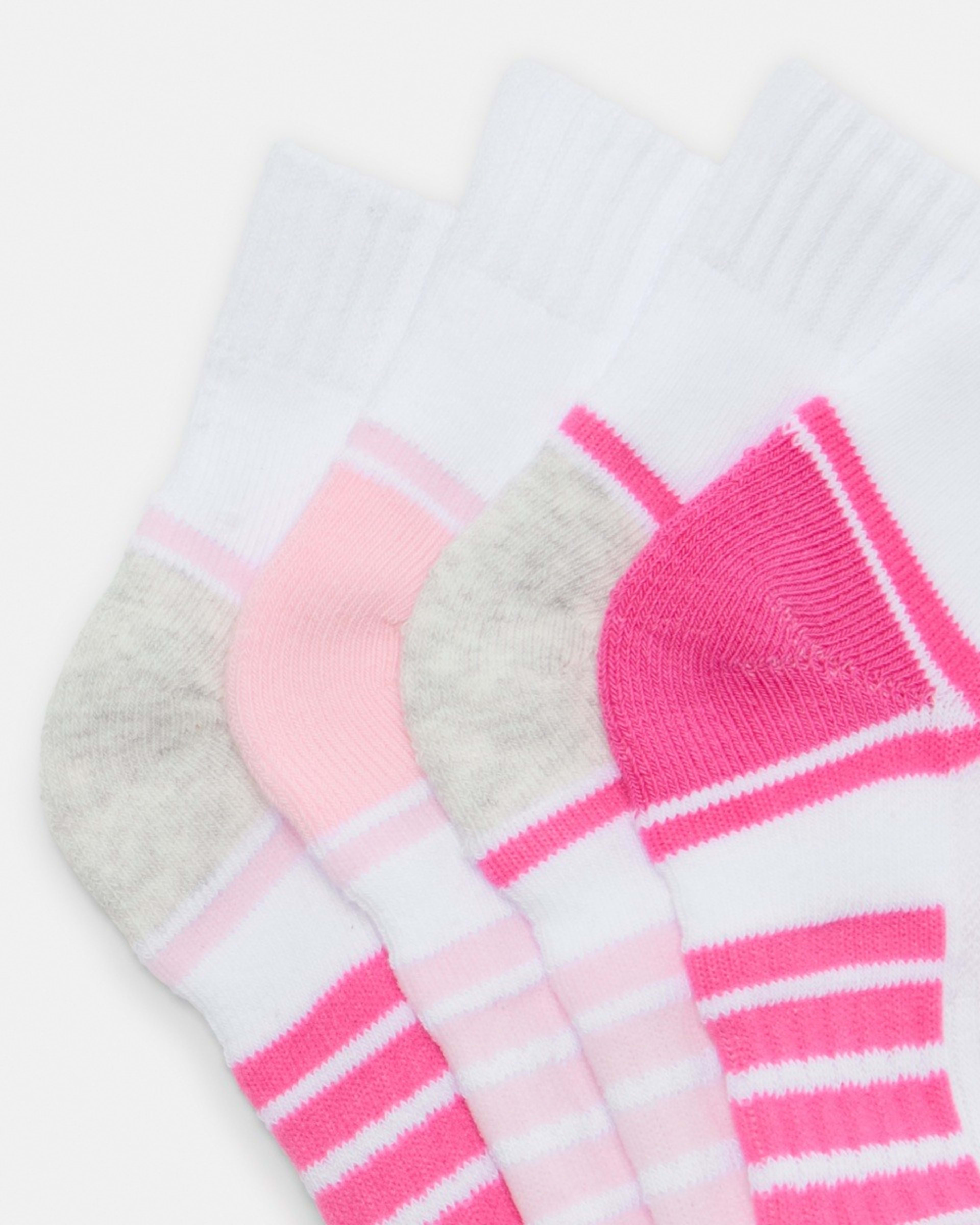 2 4 Pack Active Kids Quarter Crew Socks PINKS, 2 of 3