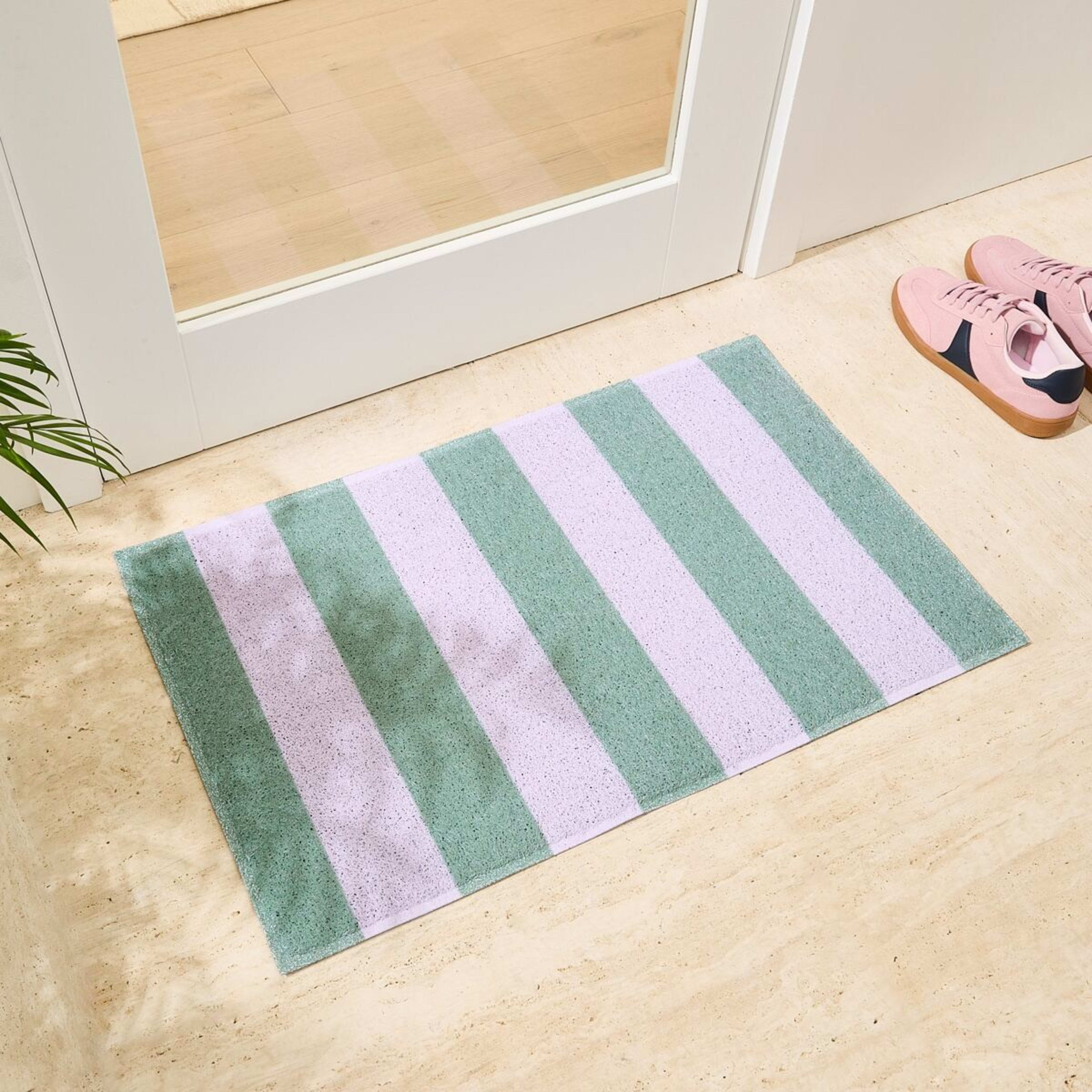 1 Dirt Grip Door Mat - Green and Lilac, 1 of 5