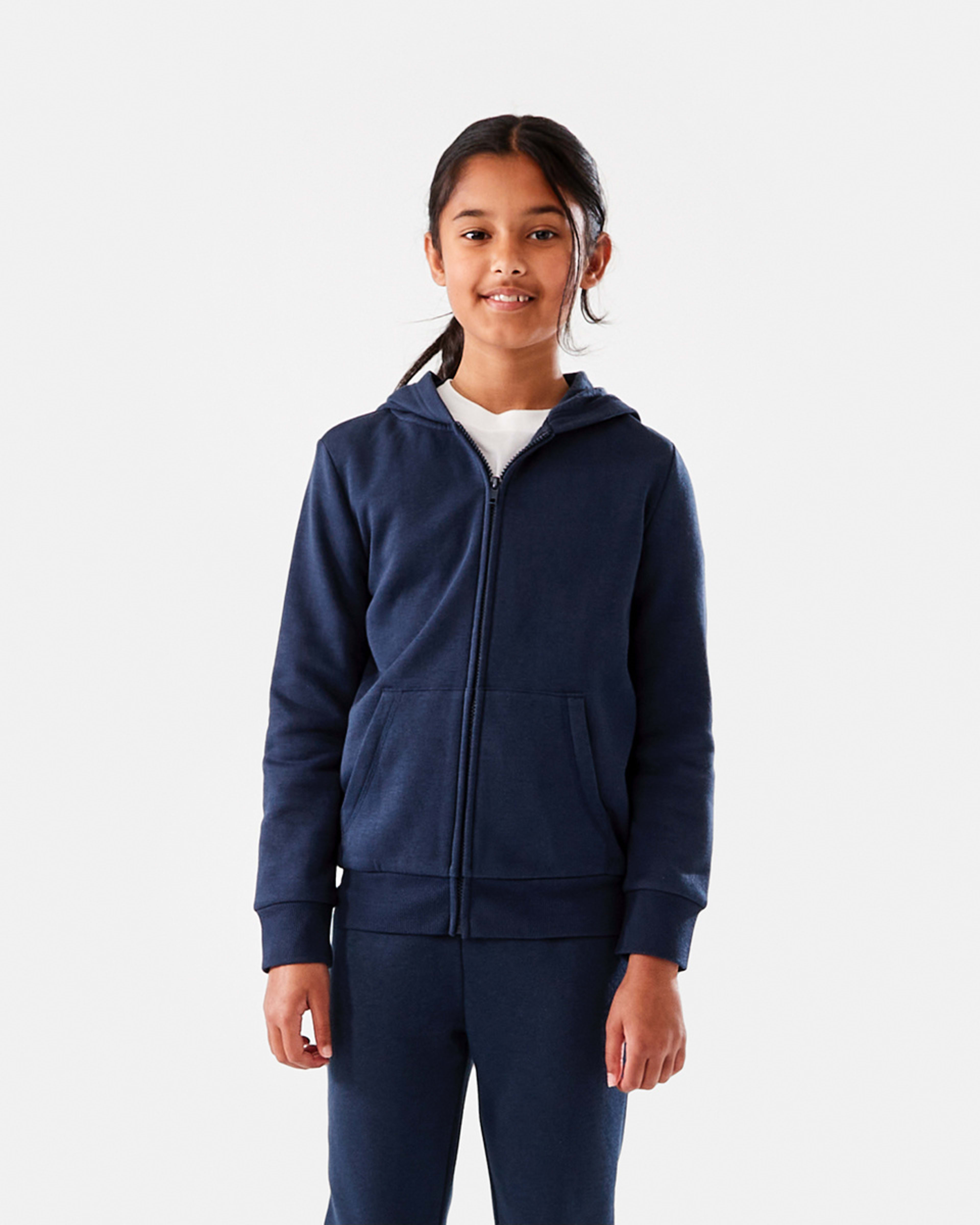 2 Basic Zip Through Hoodie Dress Blue, 2 of 10