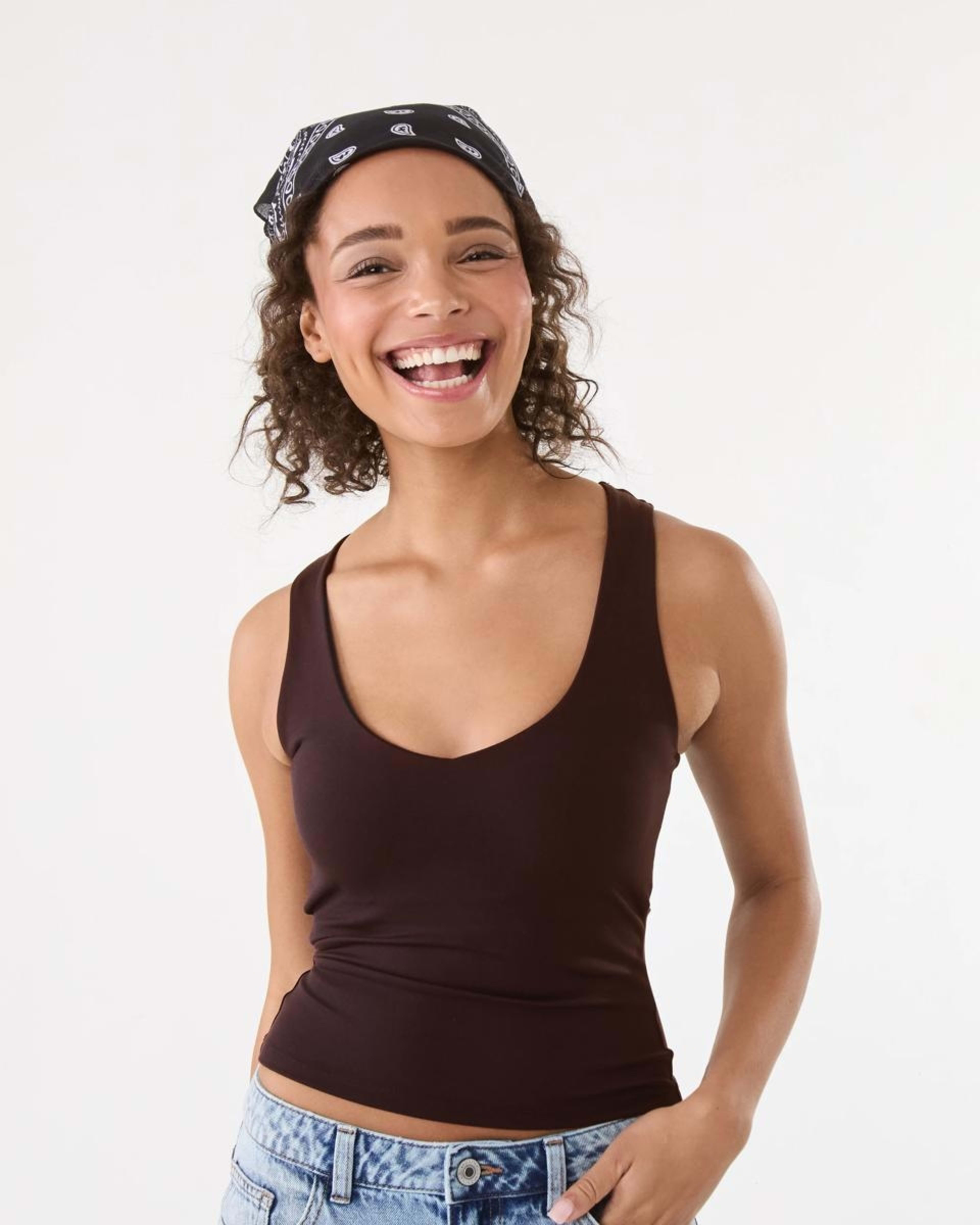 1 Contour V-Neck Shelf Tank Choc Plum, 1 of 7