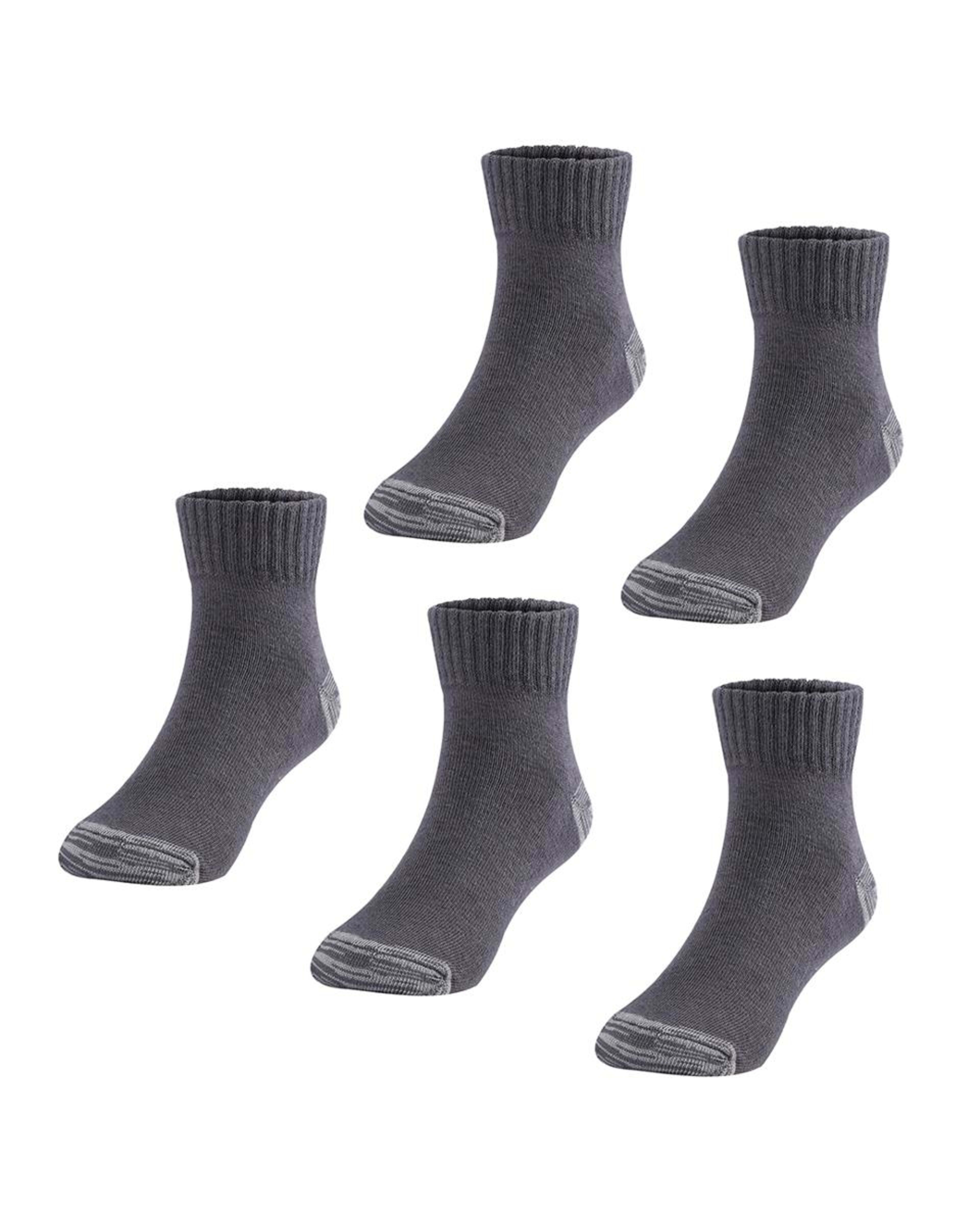 1 5 Pack Tough Quarter Crew Socks Gry Chmrle