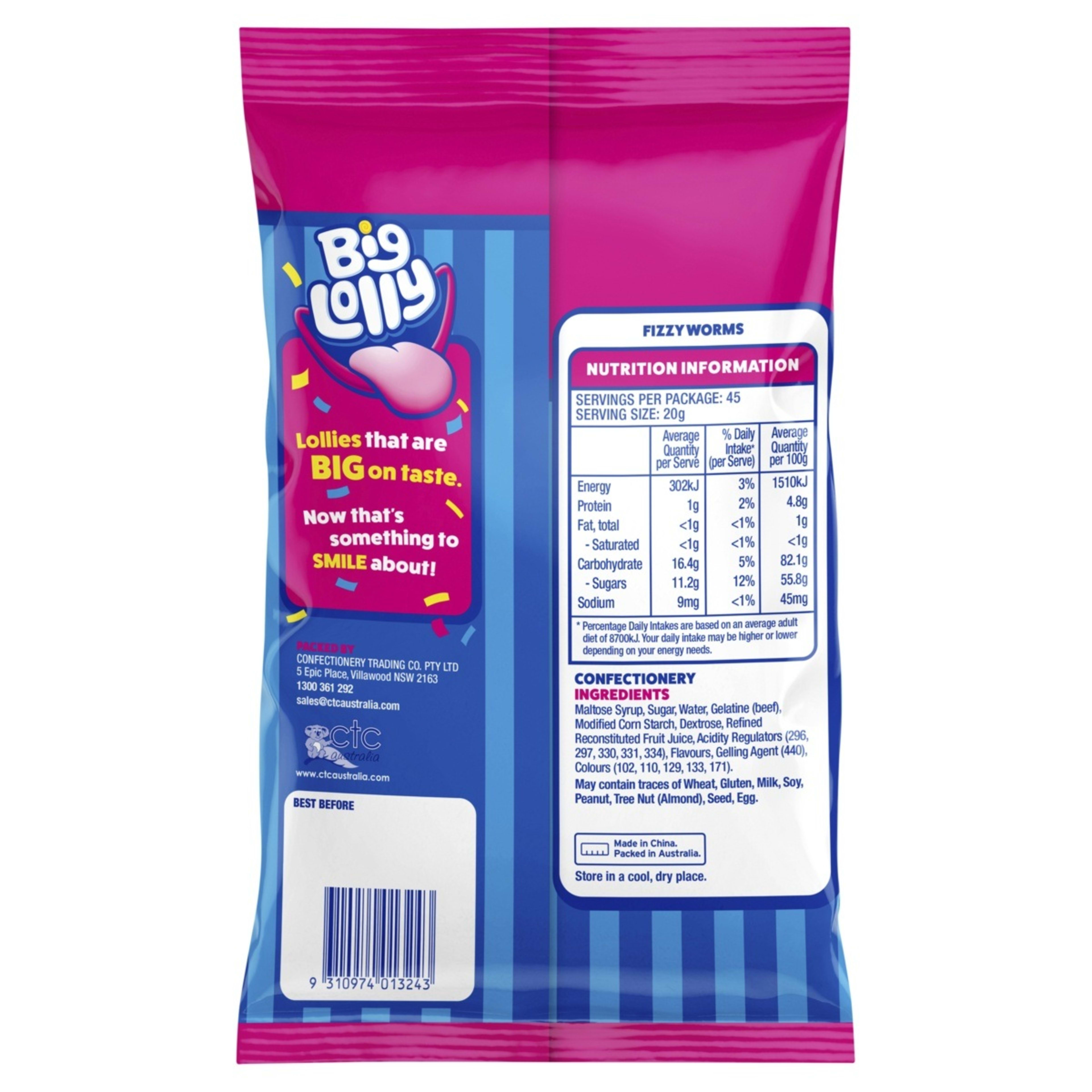 2 Big Lolly Fizzy Worms 900g, 2 of 2