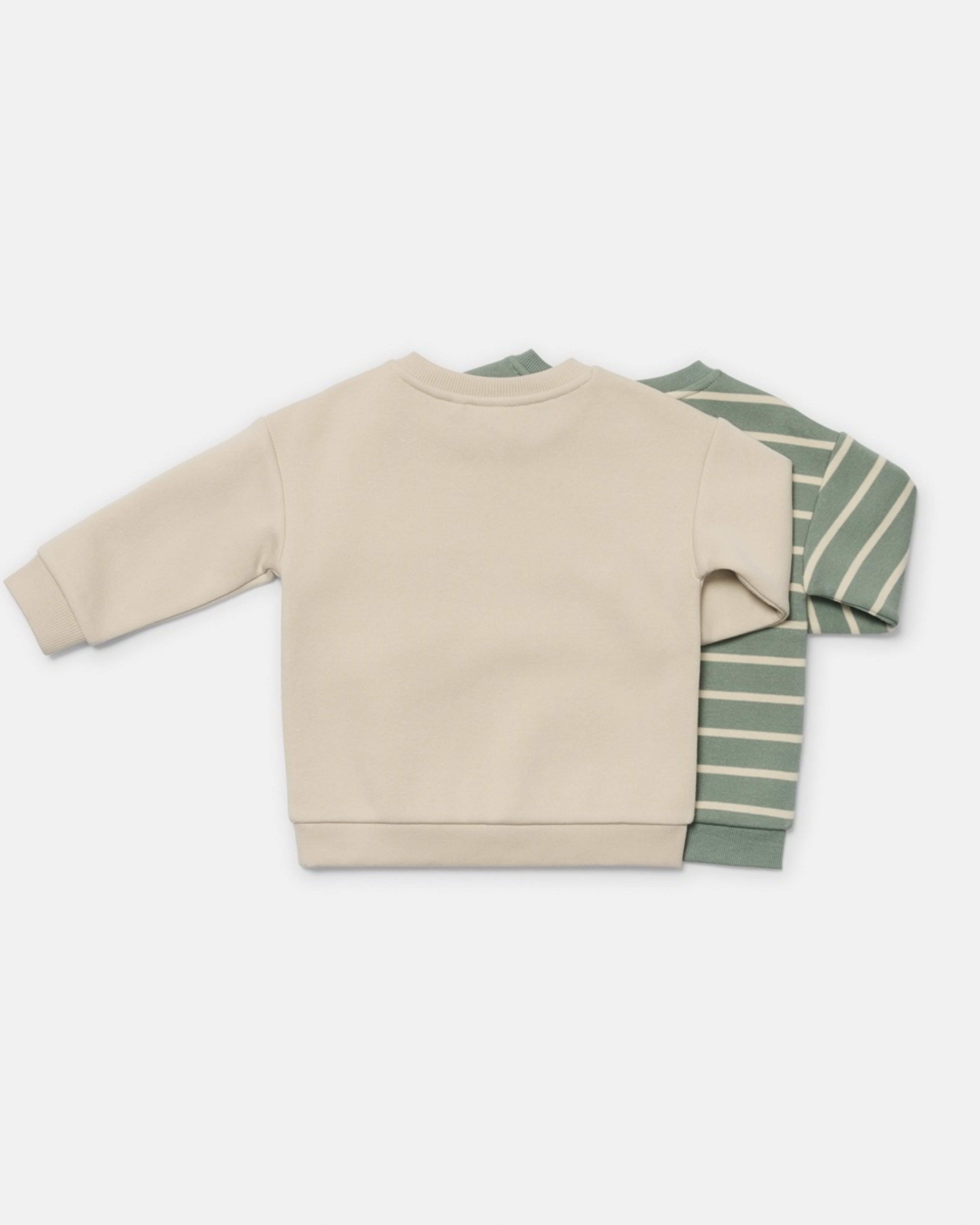 2 2 Pack Drop Shoulder Sweatshirts Grn Stripe, 2 of 6