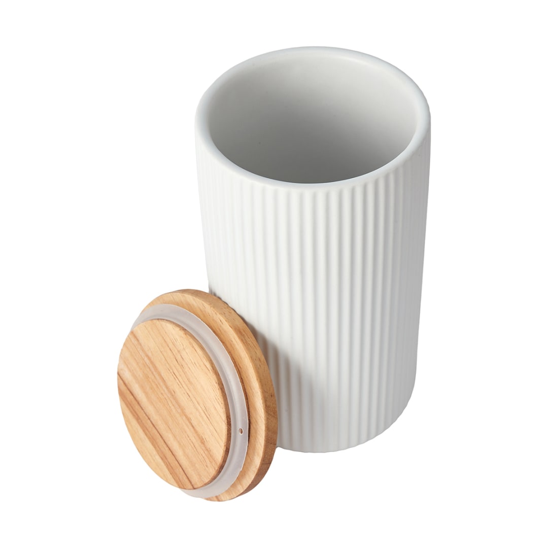 Large White Ribbed Canister Kmart