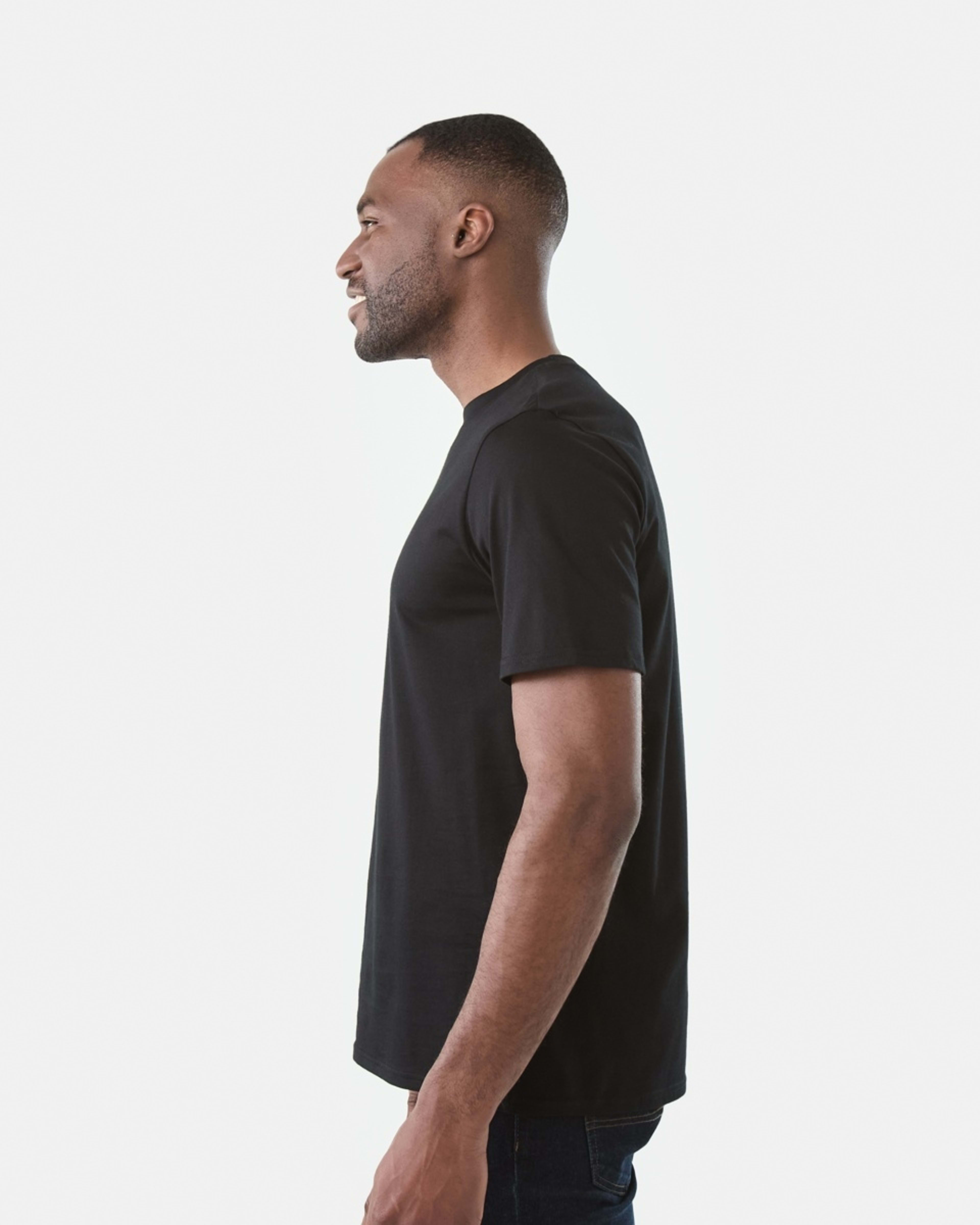 2 Australian Grown Cotton Crew Neck T-shirt Black, 2 of 5