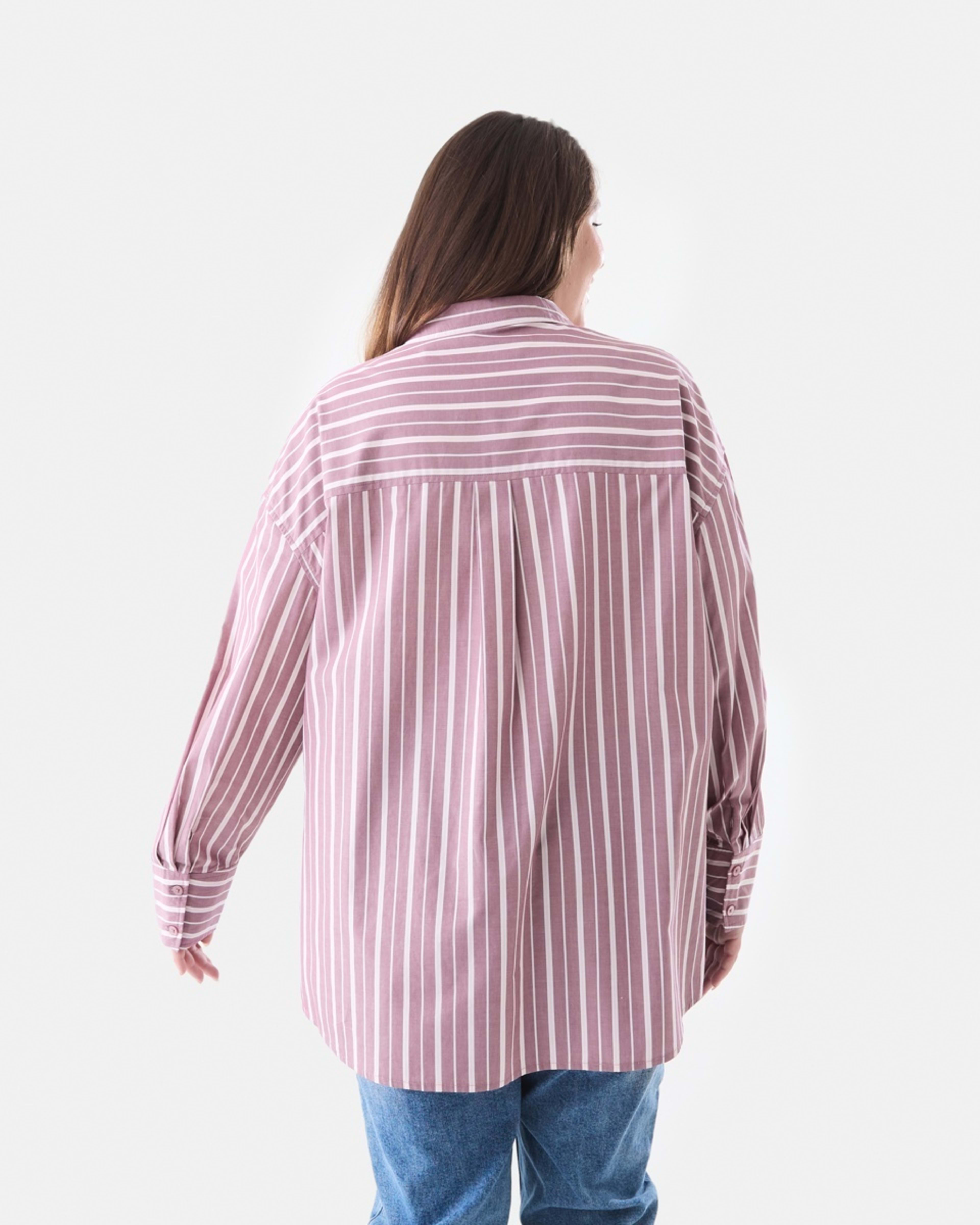 3 Curve Long Sleeve Boyfriend Shirt Berry Strp, 3 of 5