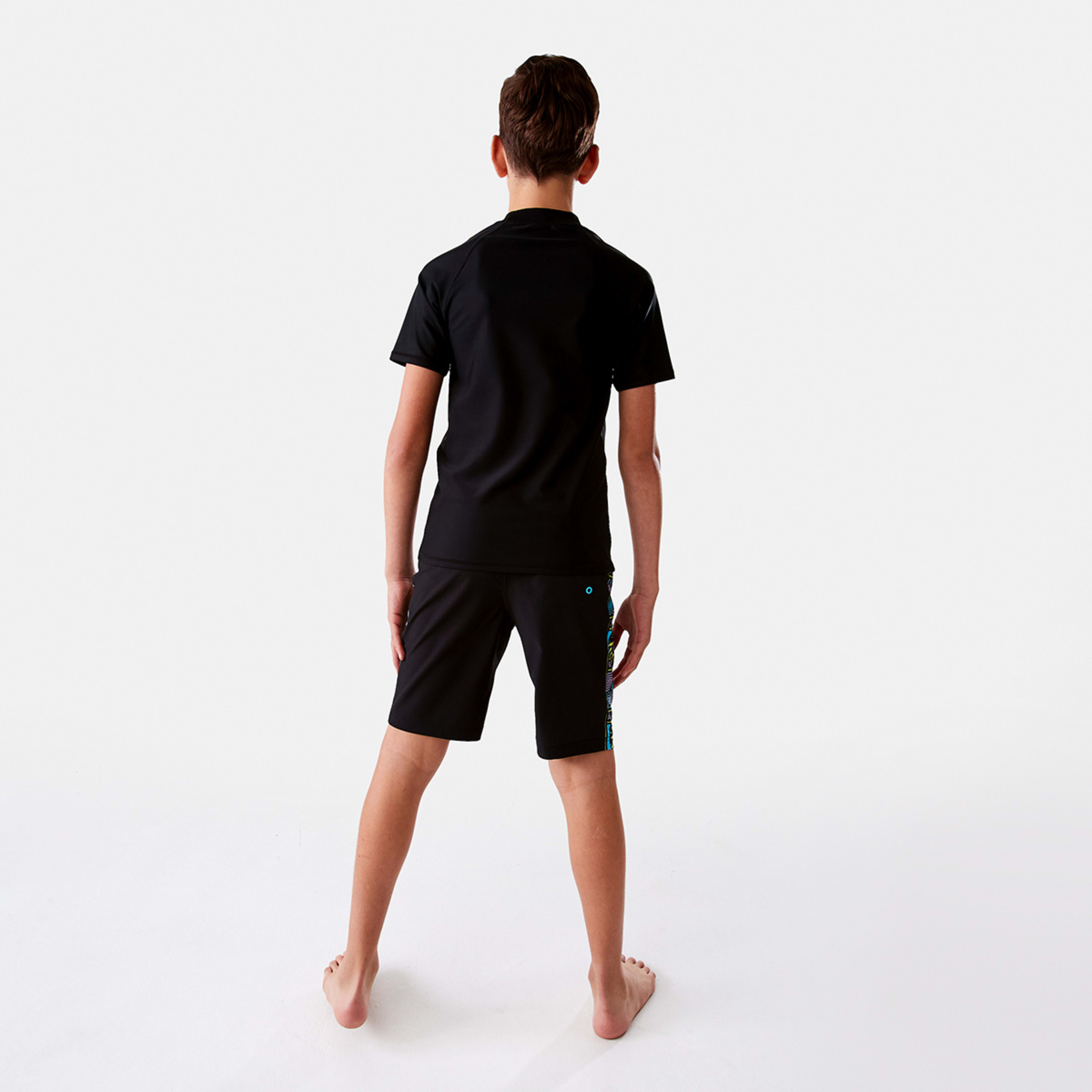 6 Panel Print Swim Shorts Black, 6 of 8