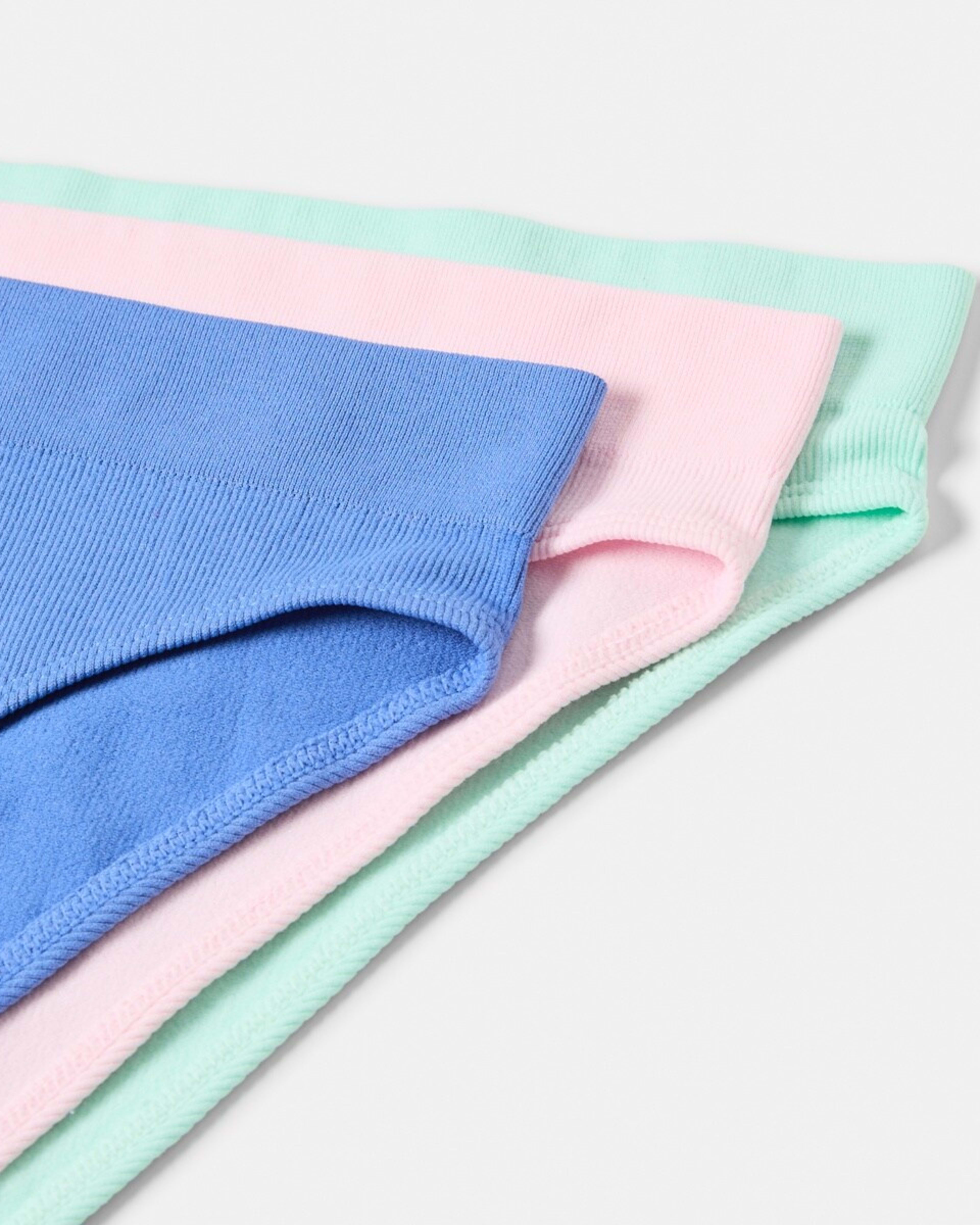 2 3 Pack Ribbed Seamfree Hi-Waist Bikini Briefs BLUE MARINE, BALLERINA, BRIGHT MINT, 2 of 8