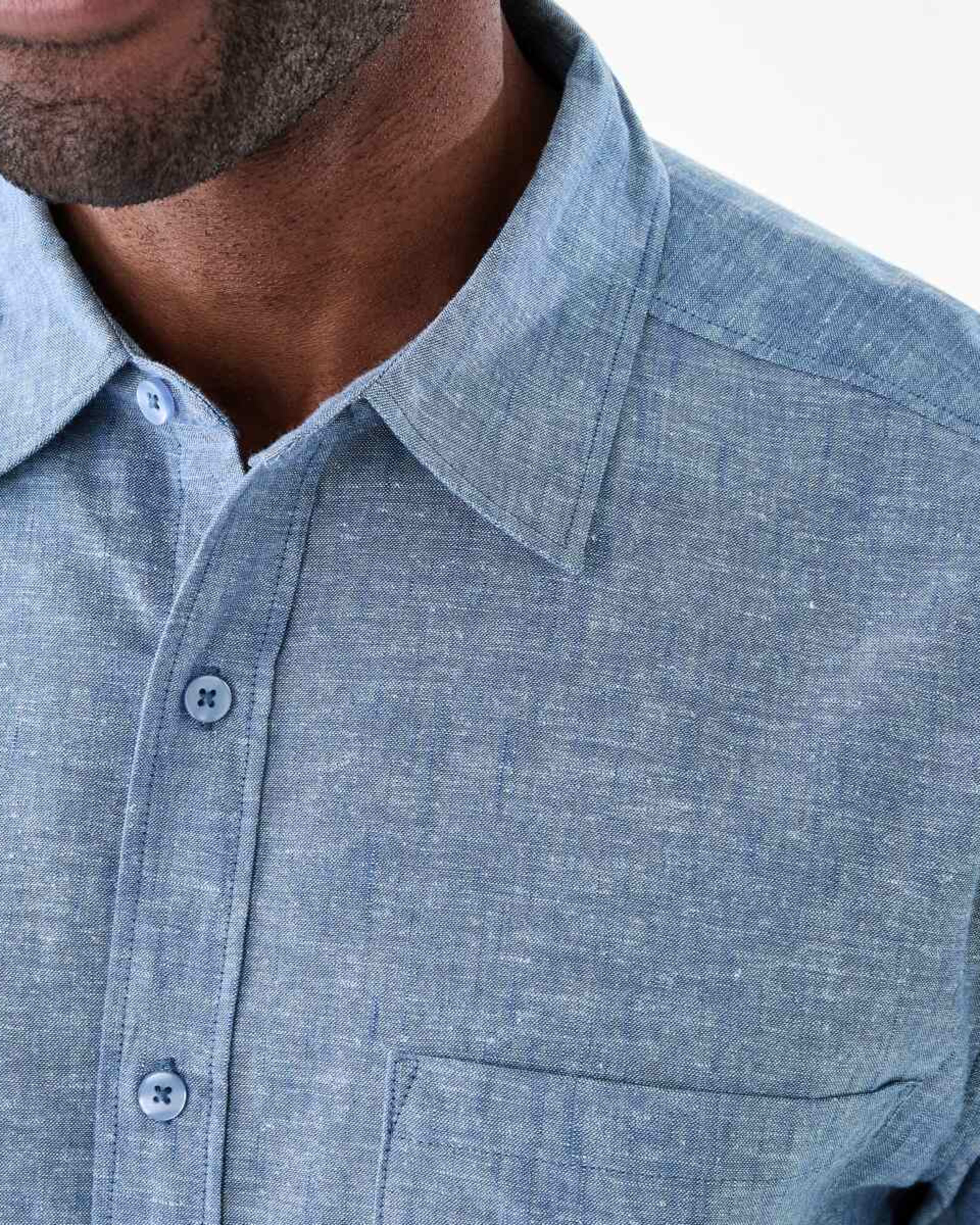 5 Long Sleeve Cotton Linen Shirt FELICIA BLUE YD, 5 of 6