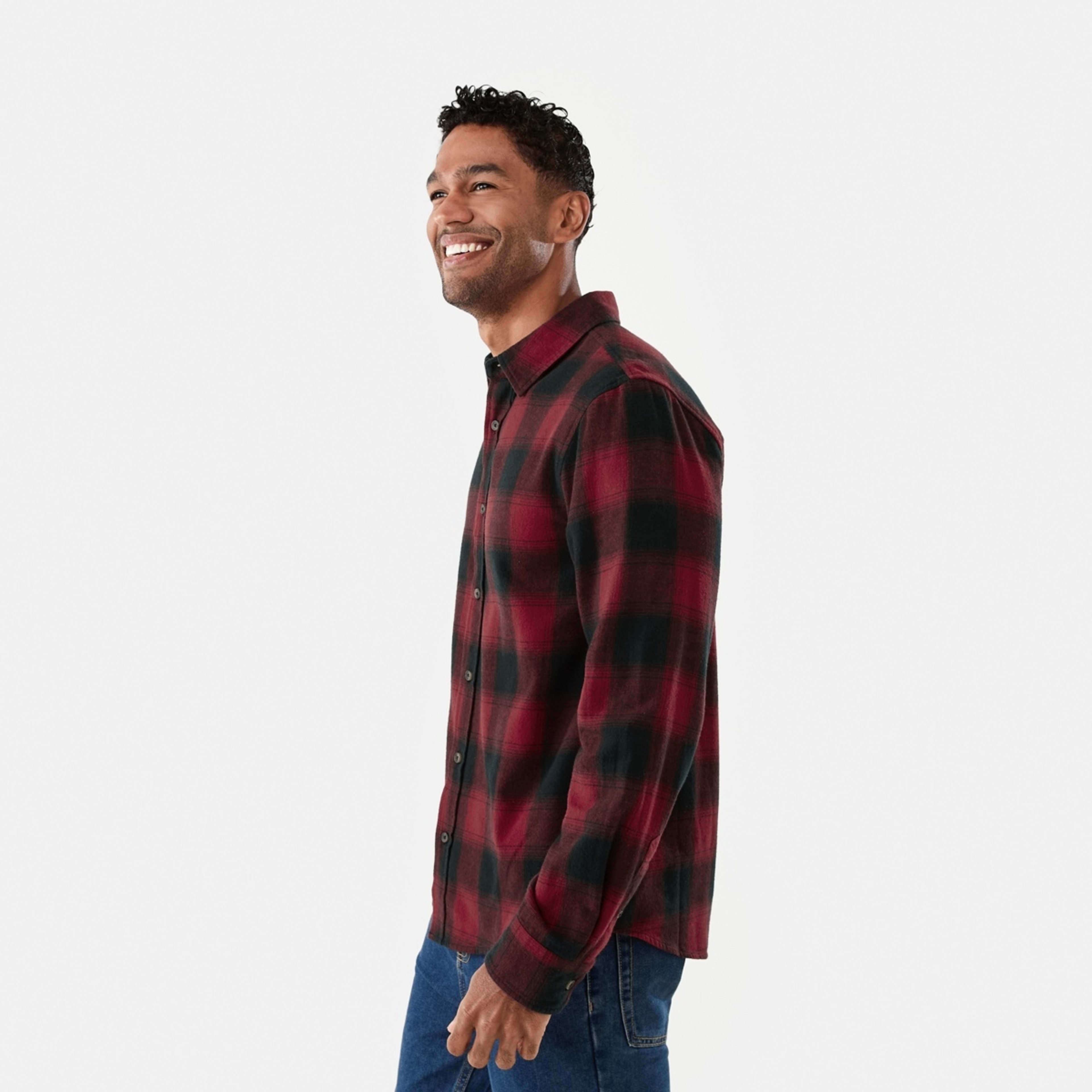 2 Long Sleeve Buffalo Check Shirt Bronco Check Rosewood Red, 2 of 7
