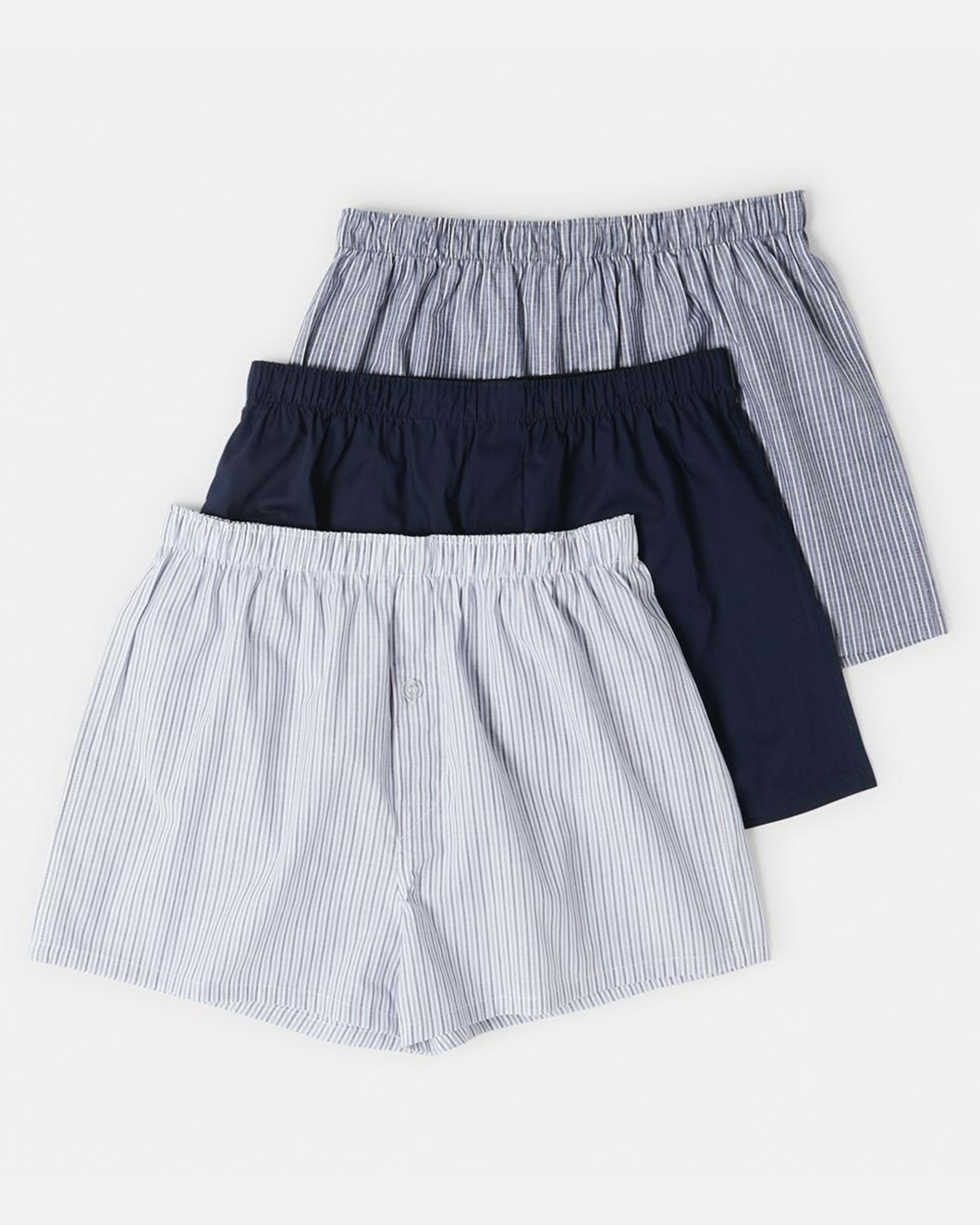 1 3 Pack Alpha Classic Woven Boxers Bluestripe