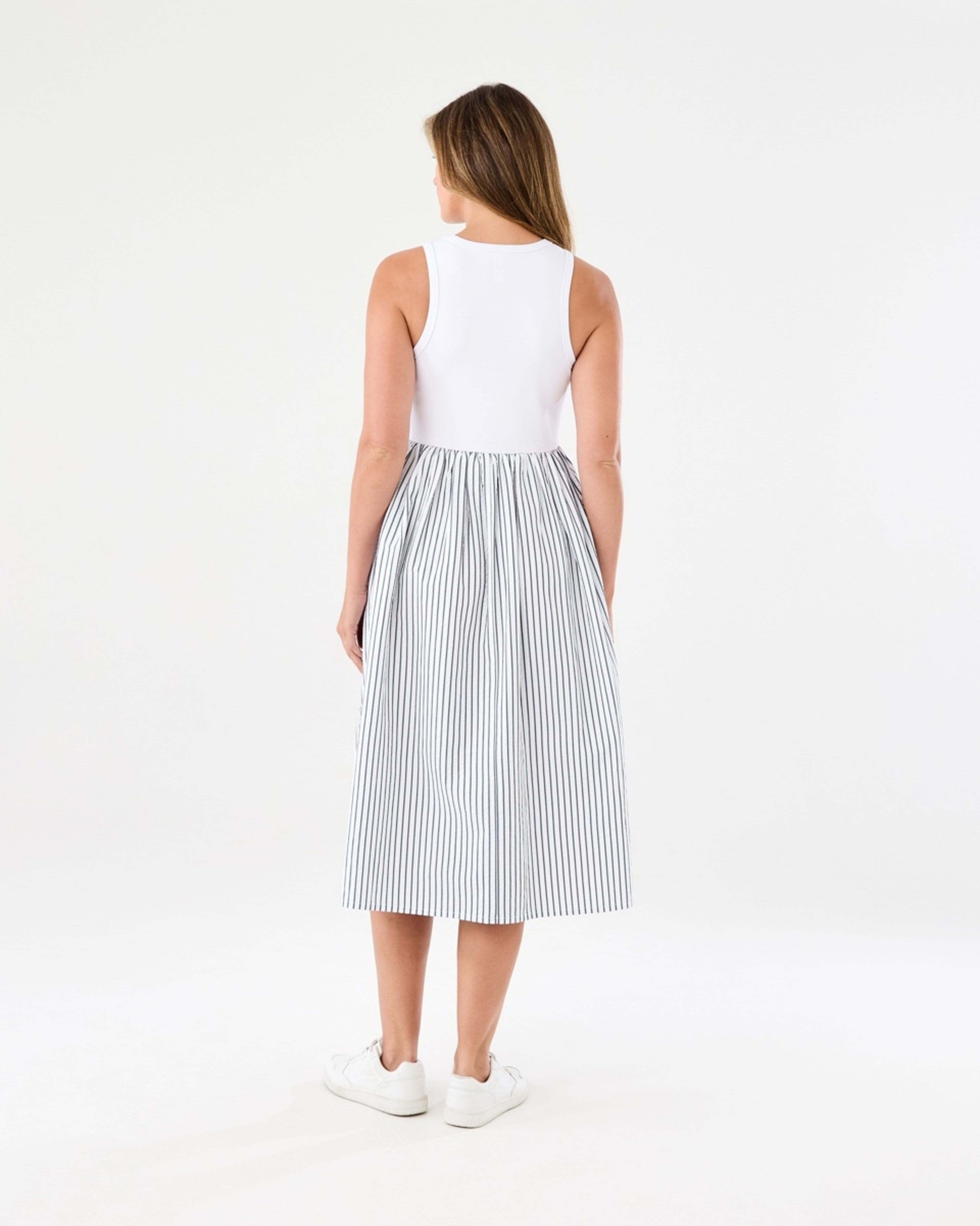 3 Sleeveless Racer Knit Woven Midi Dress Luna Strp, 3 of 6