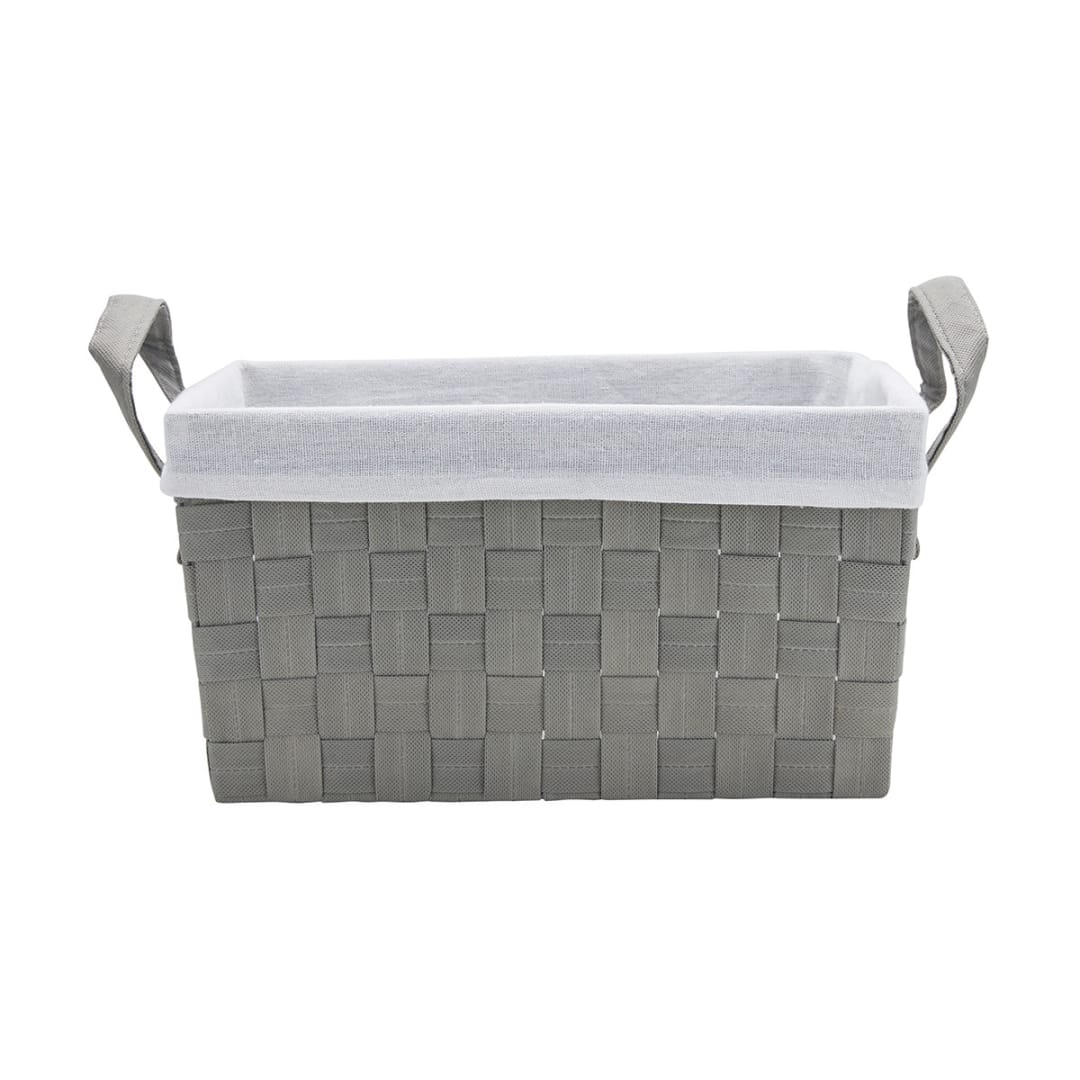 Woven Basket with Handles & Removable Liner Medium, Grey Kmart