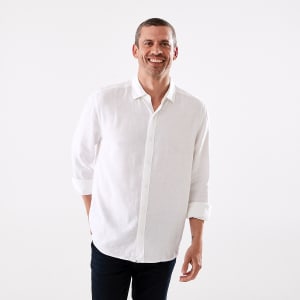 Long Sleeve Solid Linen Blend Shirt - Kmart