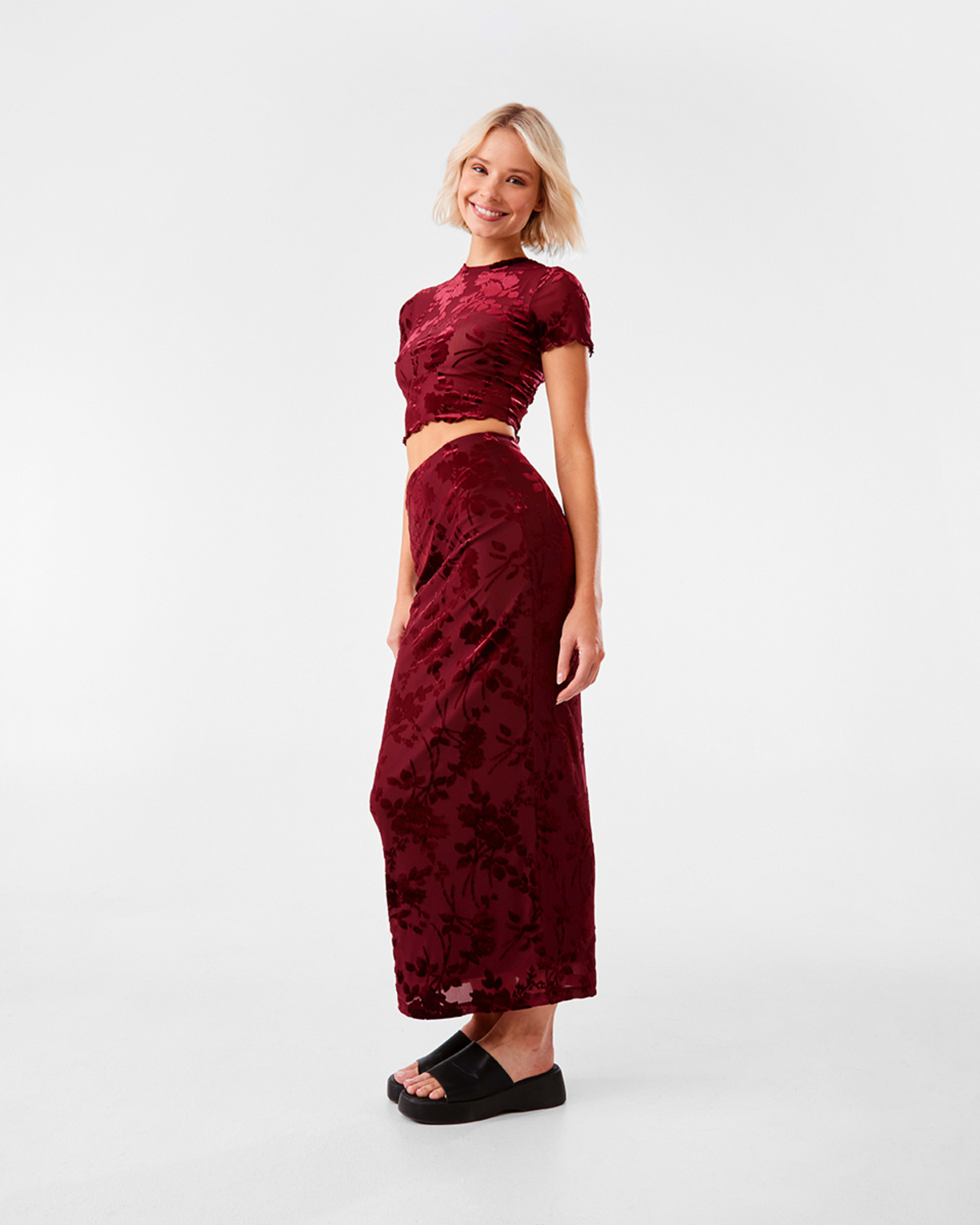 5 Burnout Maxi Skirt Cran Juice, 5 of 8