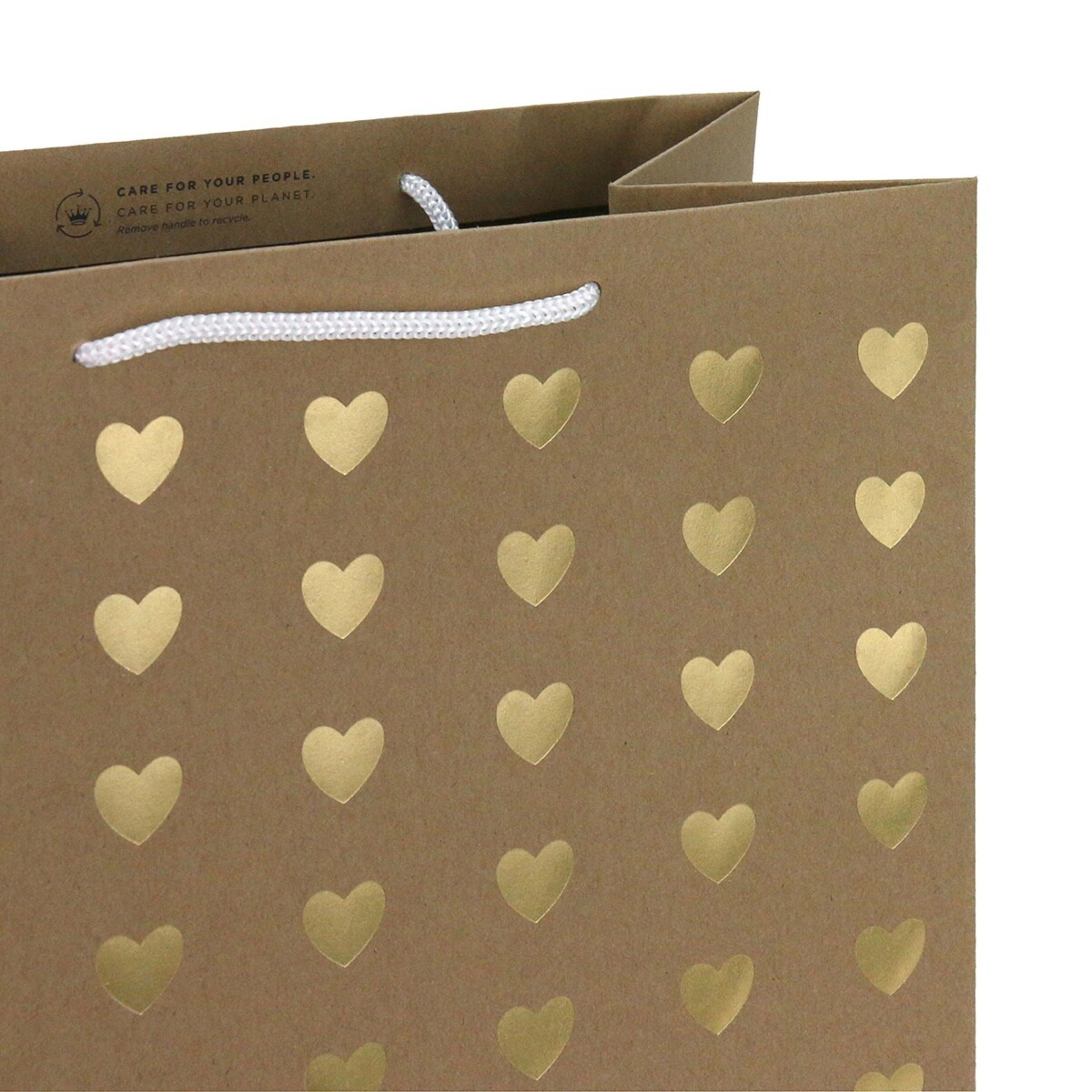 3 Hallmark Large Gift Bag - Kraft and Gold Hearts, 3 of 3