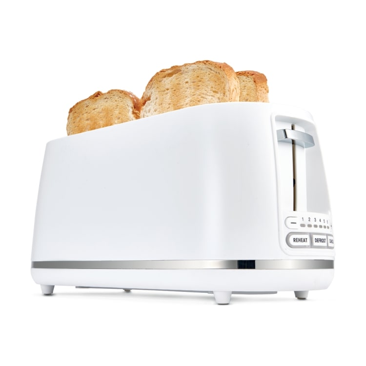 4 Slice Long Slot Toaster White Kmart