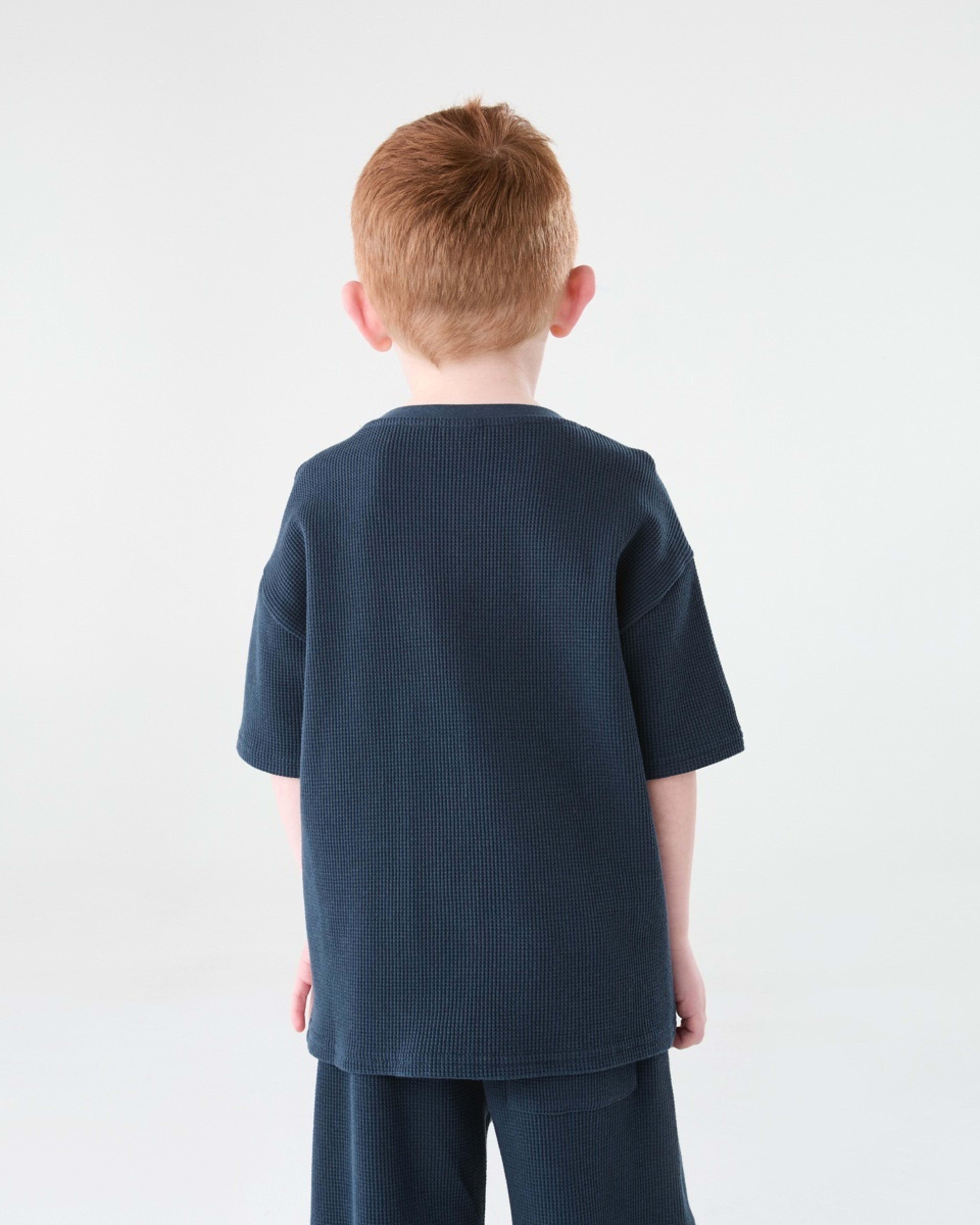 2 Waffle T-shirt Dress Navy, 2 of 9