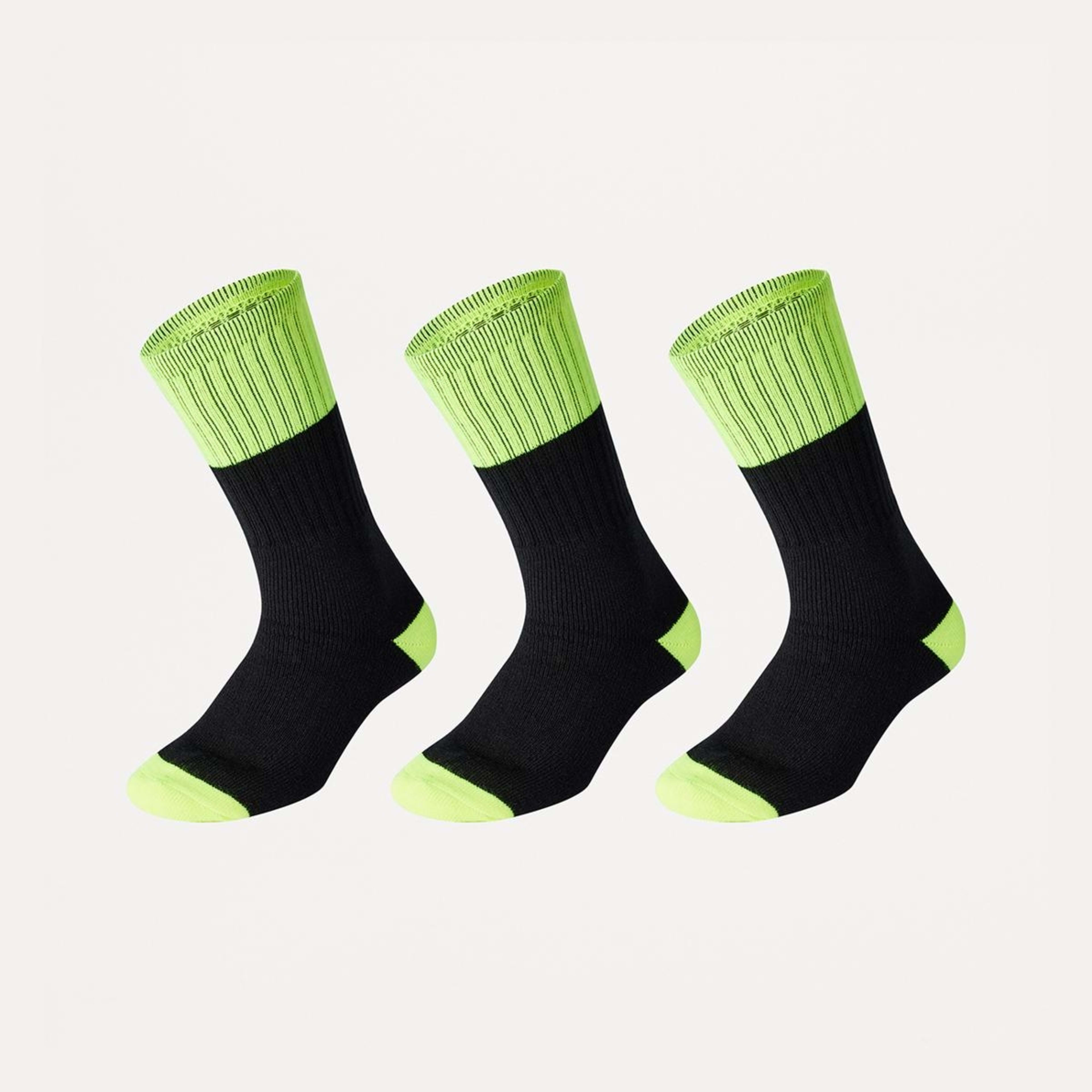 1 3 Pack Work Socks Black Yellow Top, 1 of 3