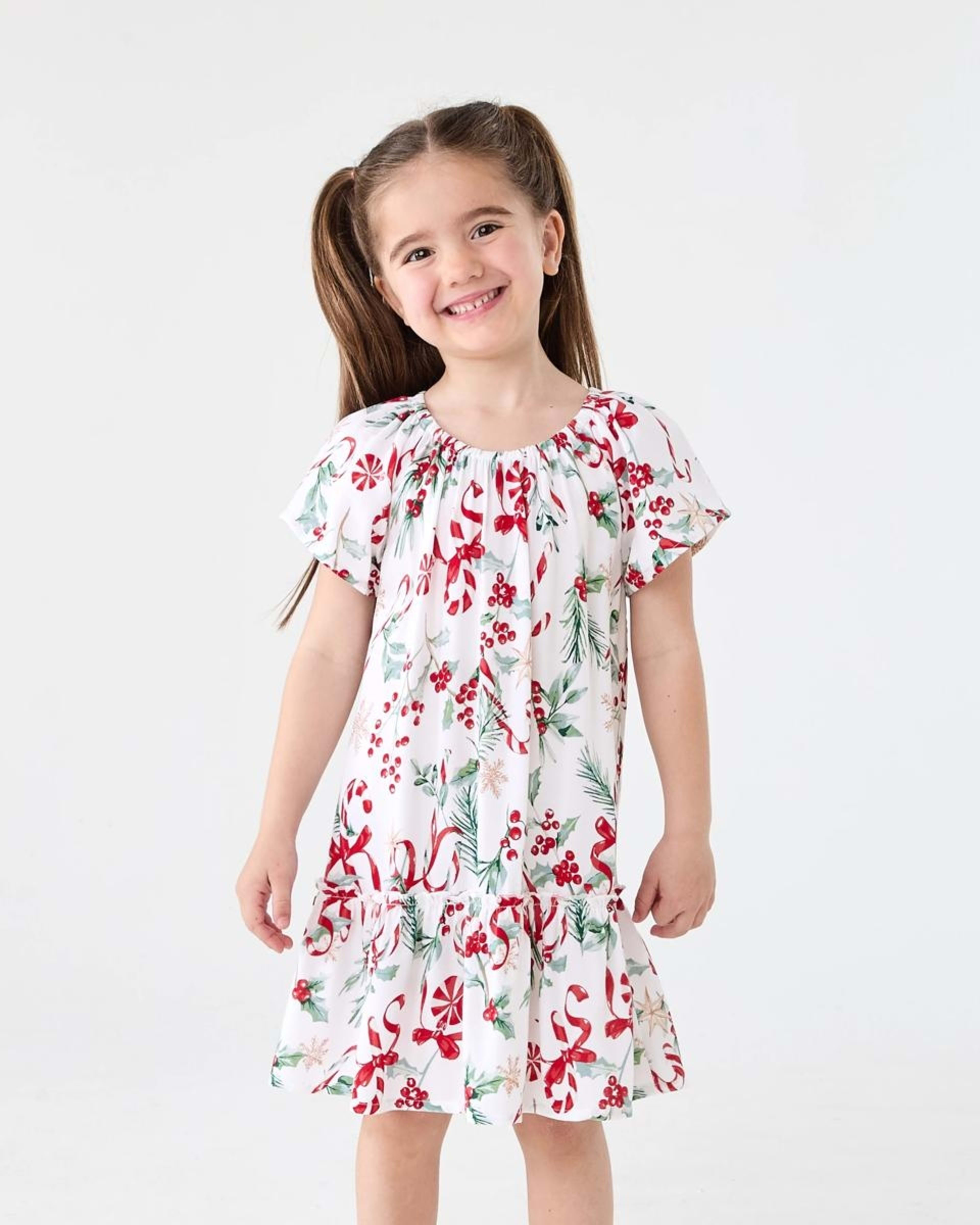 1 Christmas Viscose Family Matching Dress White Cane, 1 of 9