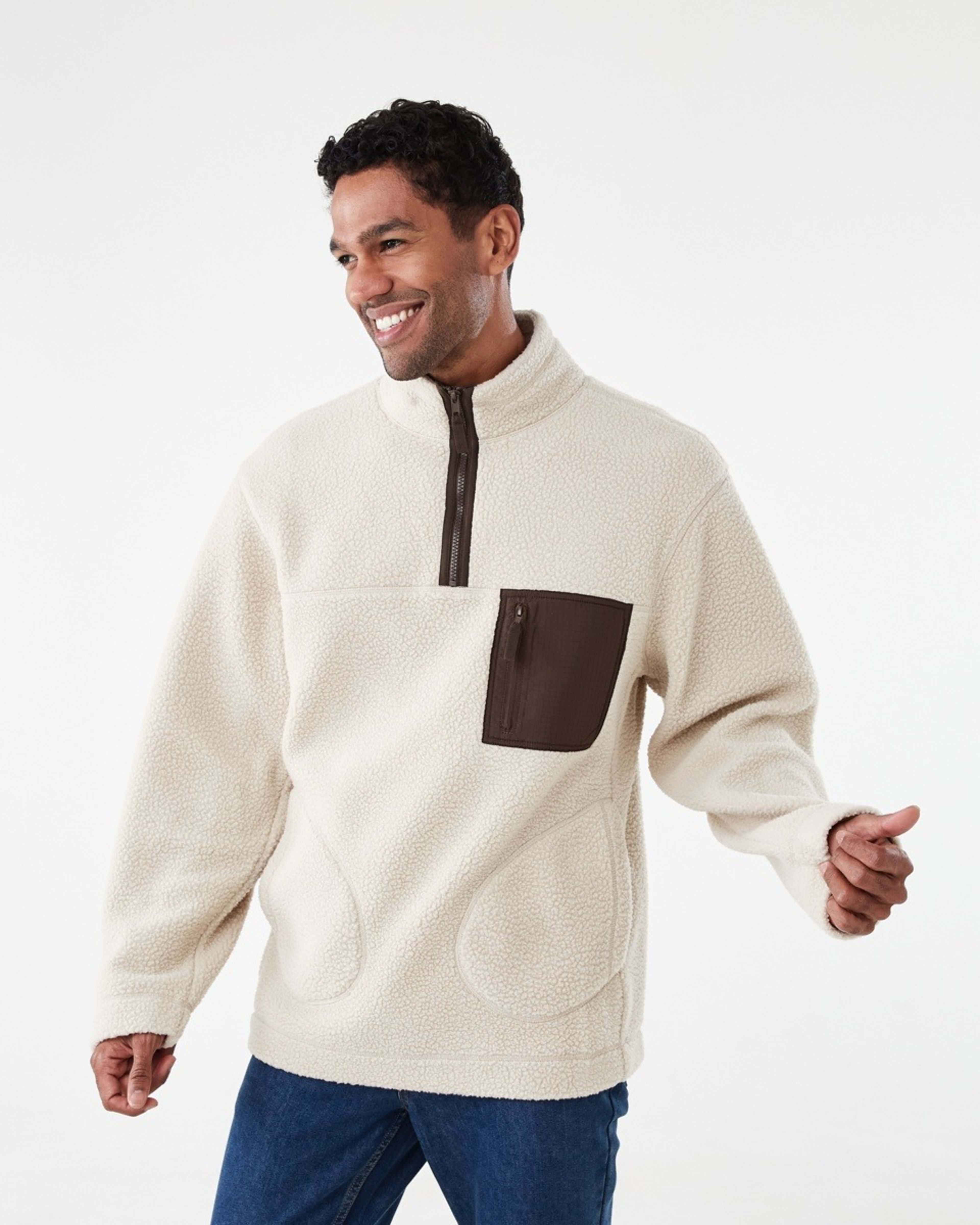 2 Polar Fleece 1/4 Zip Sweatshirt Bge Ntrl, 2 of 7