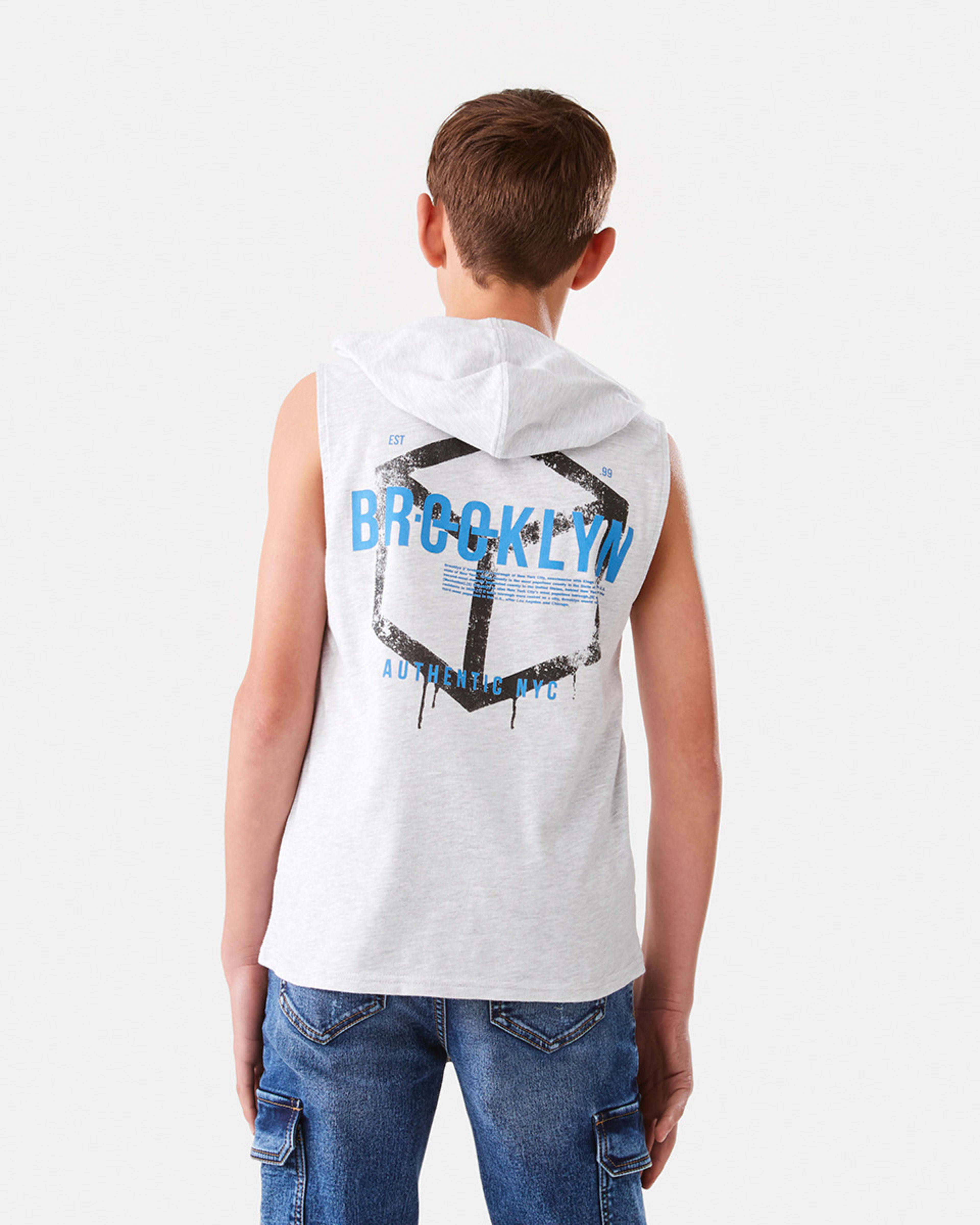 2 Sleeveless Hooded Graphic Muscle White Mrl, 2 of 9
