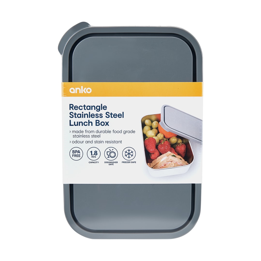 1.8L Rectangle Stainless Steel Lunch Box Kmart