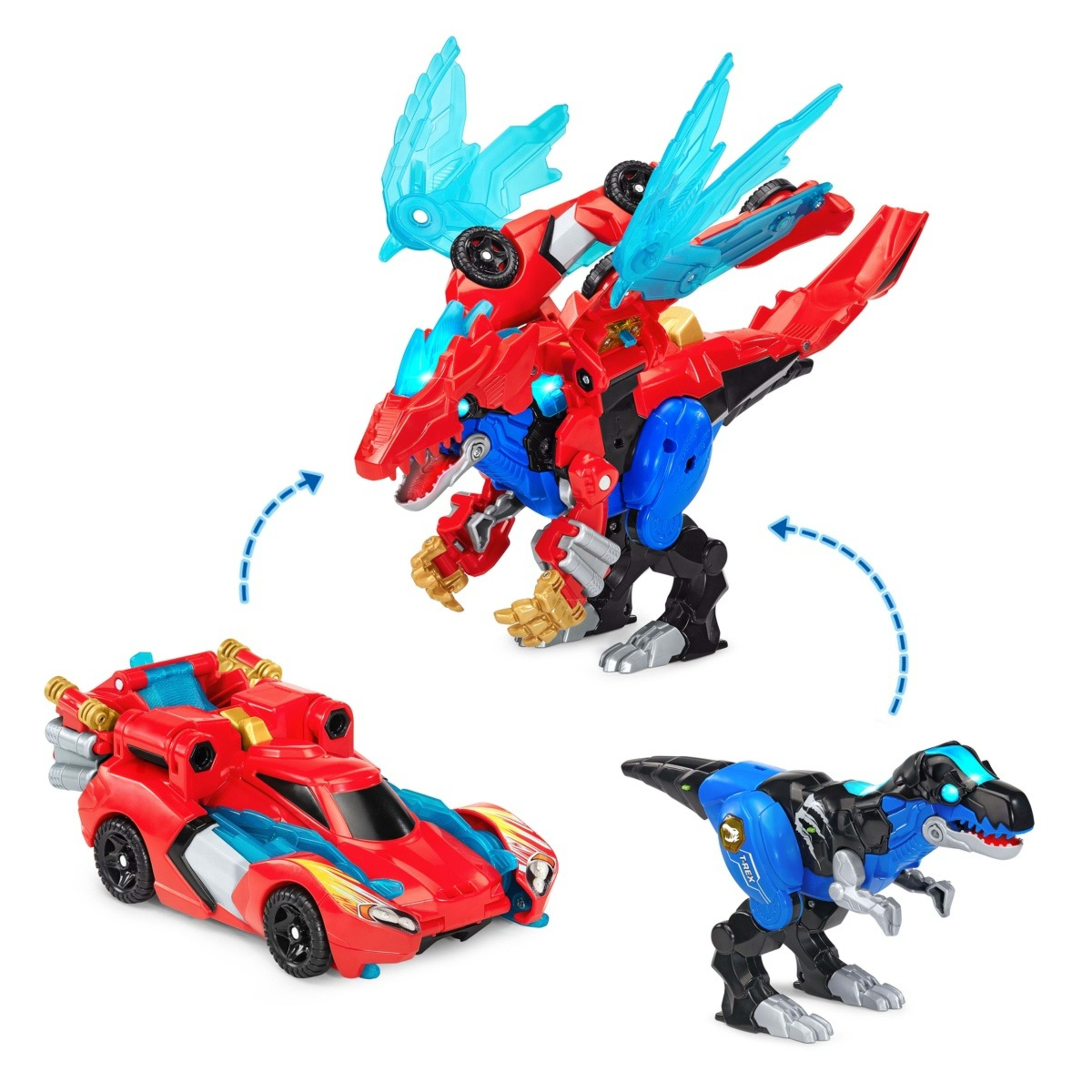 2 VTech Switch & Go Dinos Armour Up Dragon T-Rex, 2 of 8