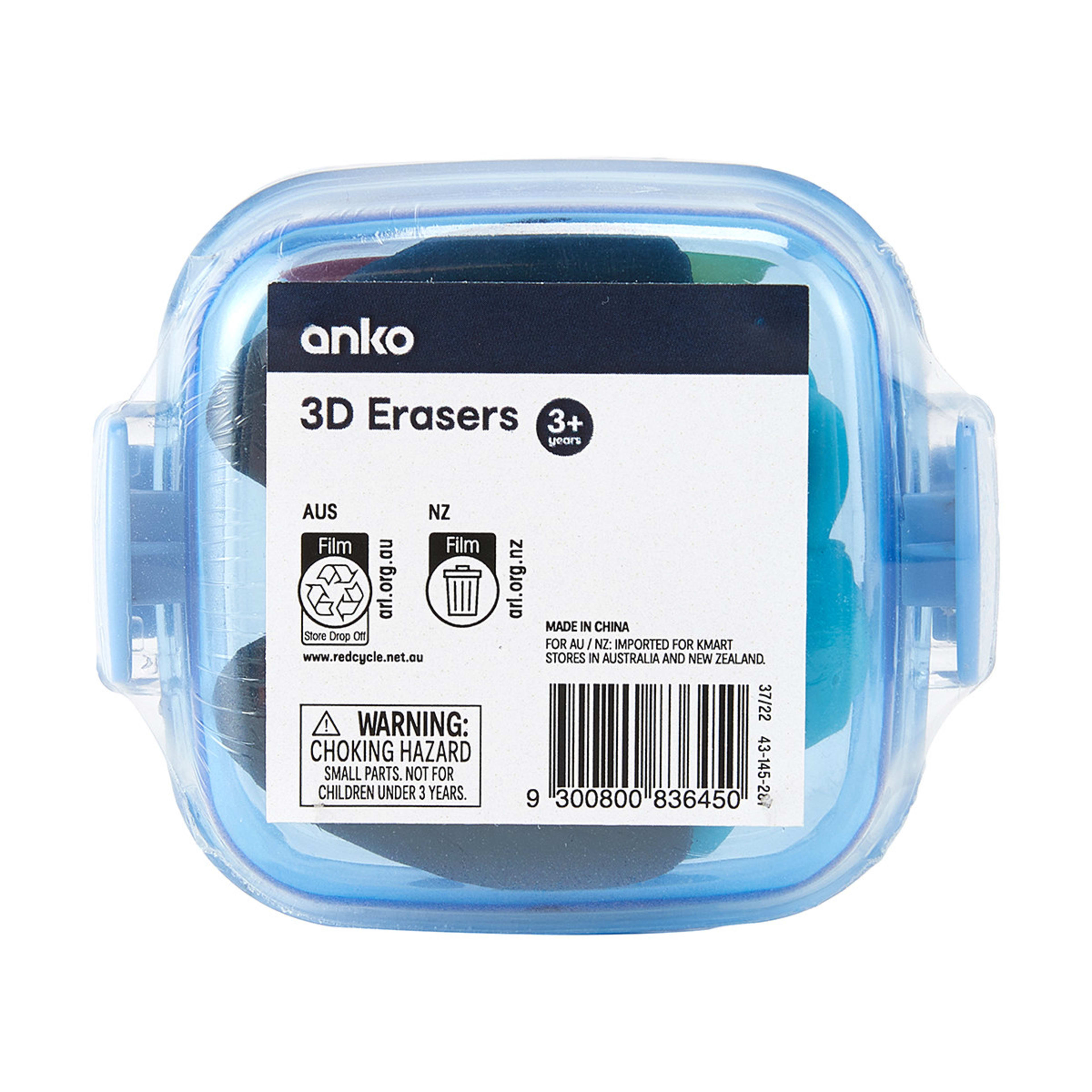 5 Pack 3D Erasers Kmart