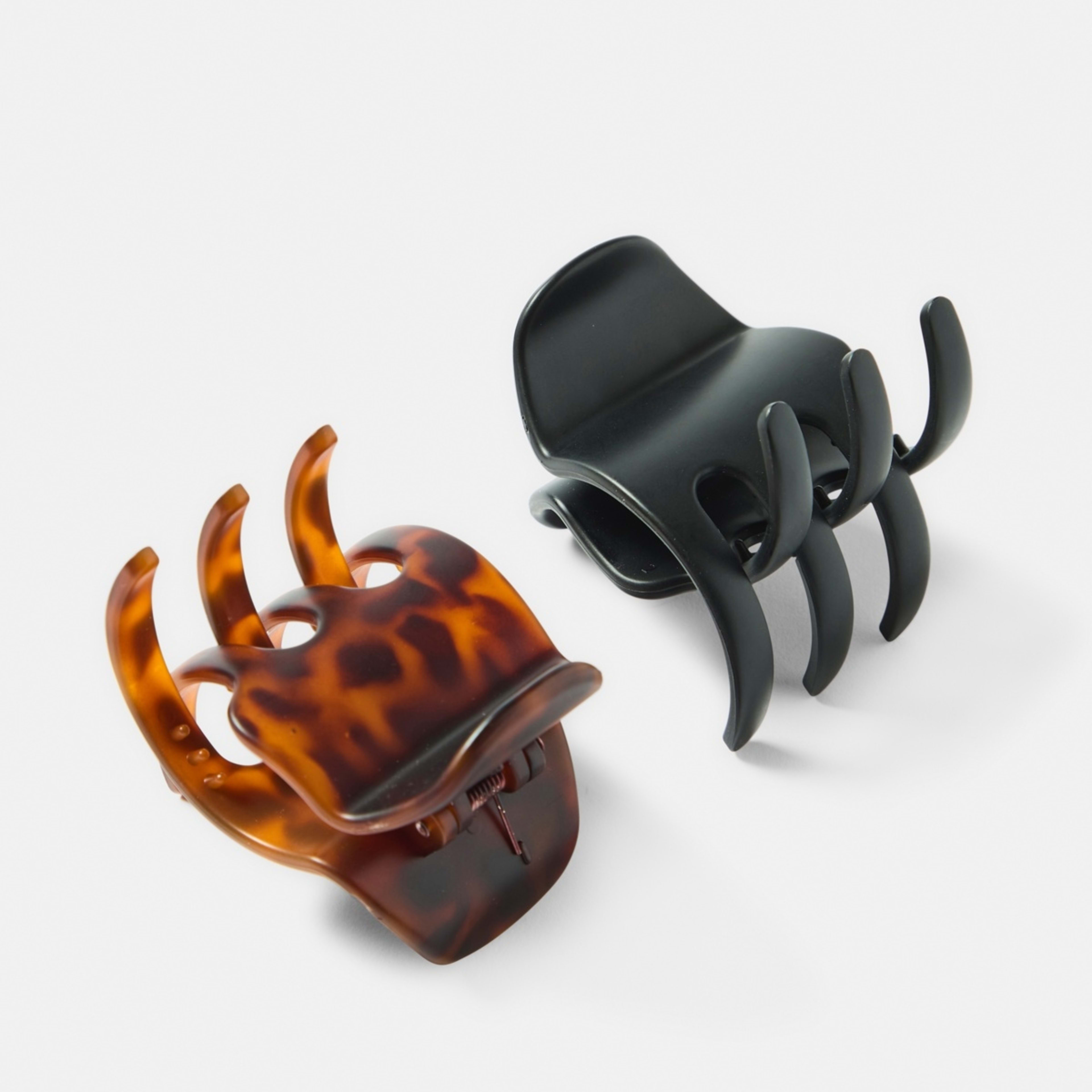 2 OXX Haircare 2 Pack Black and Brown Half Claw Hair Clips, 2 of 3