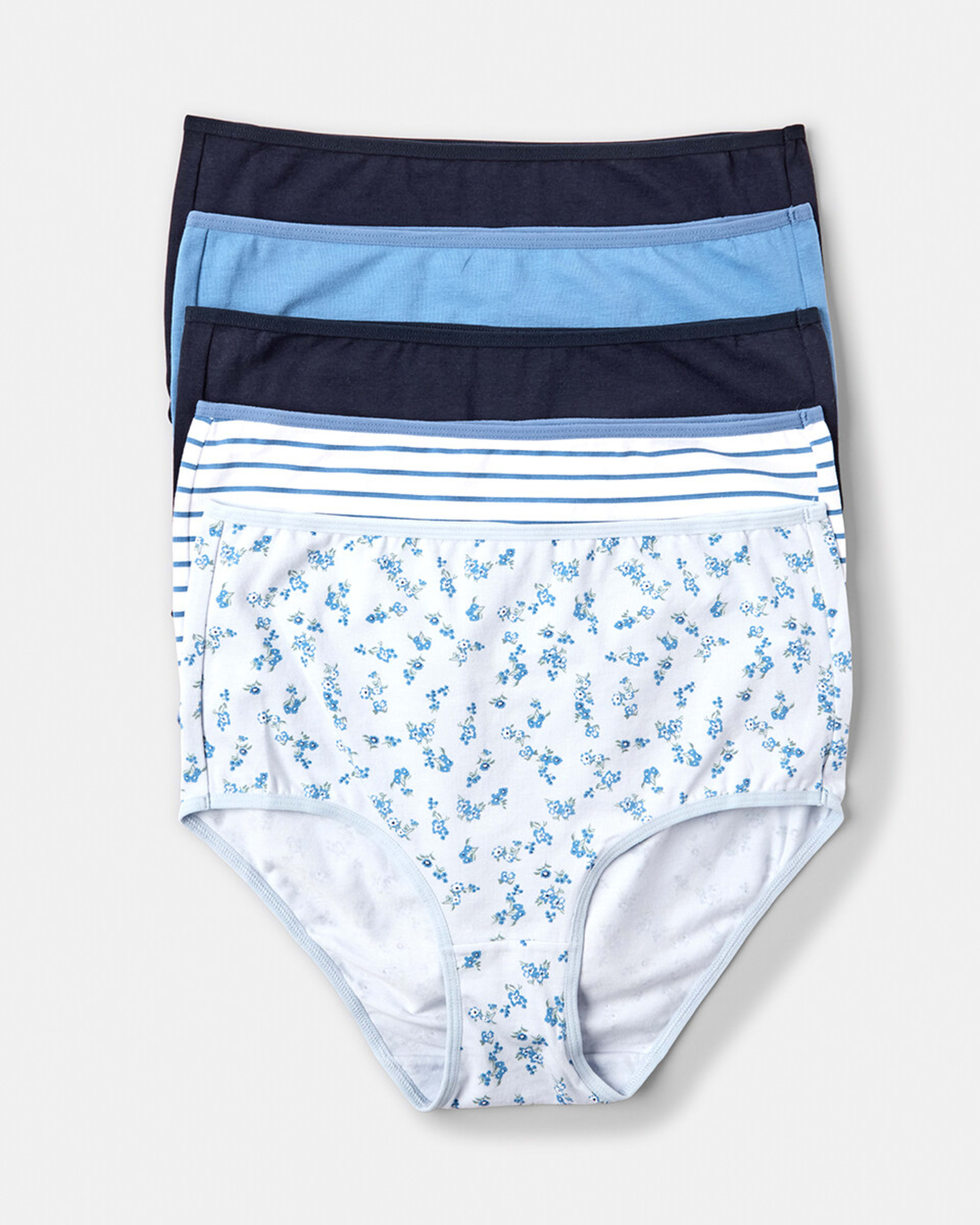 1 5 Pack Cotton Stretch Full Briefs MARINER MULTI, 1 of 10