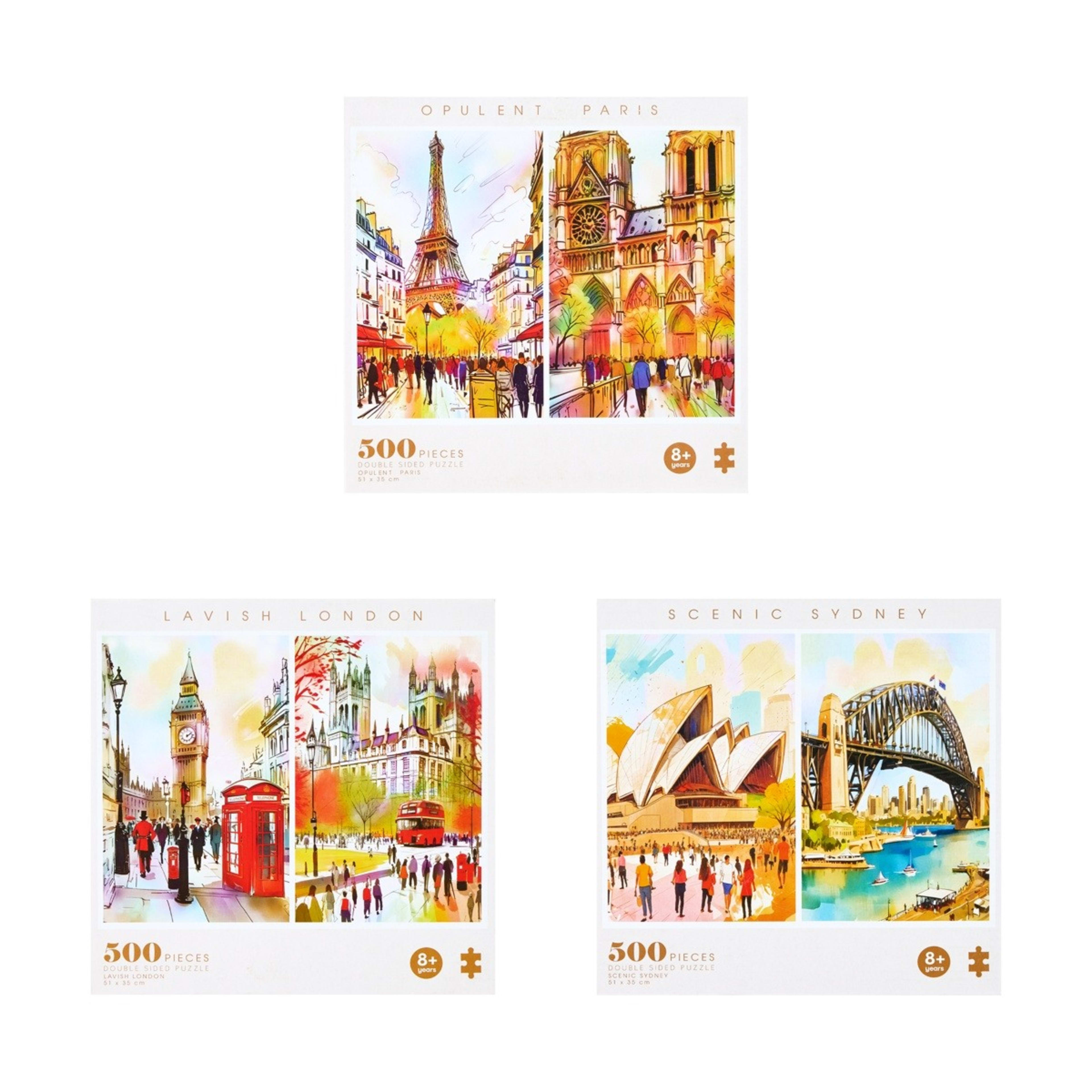 1 500 Piece Puzzlogy Famous Landmark Water Colour Series - Assorted