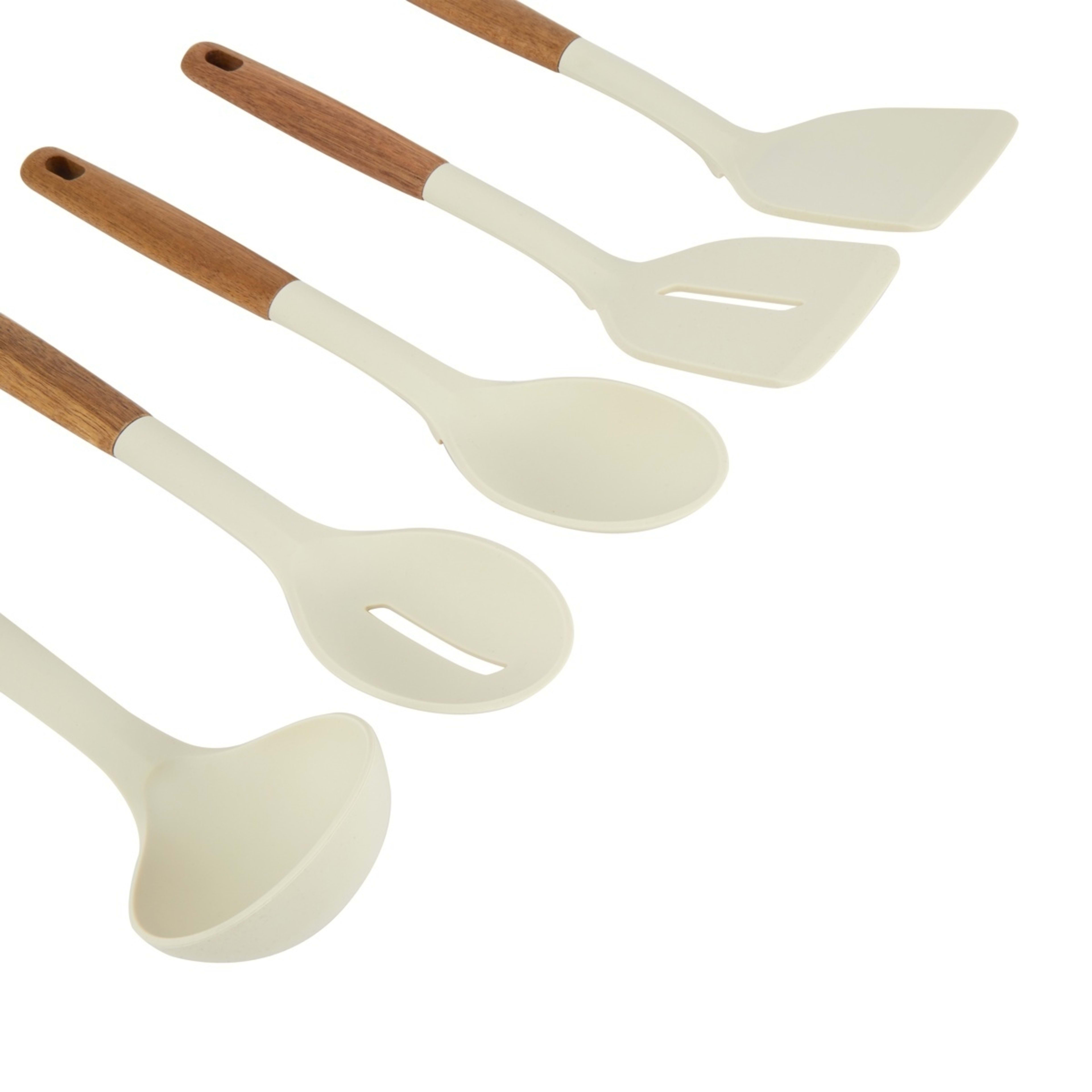 8 Set of 5 Silicone Utensils with Acacia Handles, 8 of 10