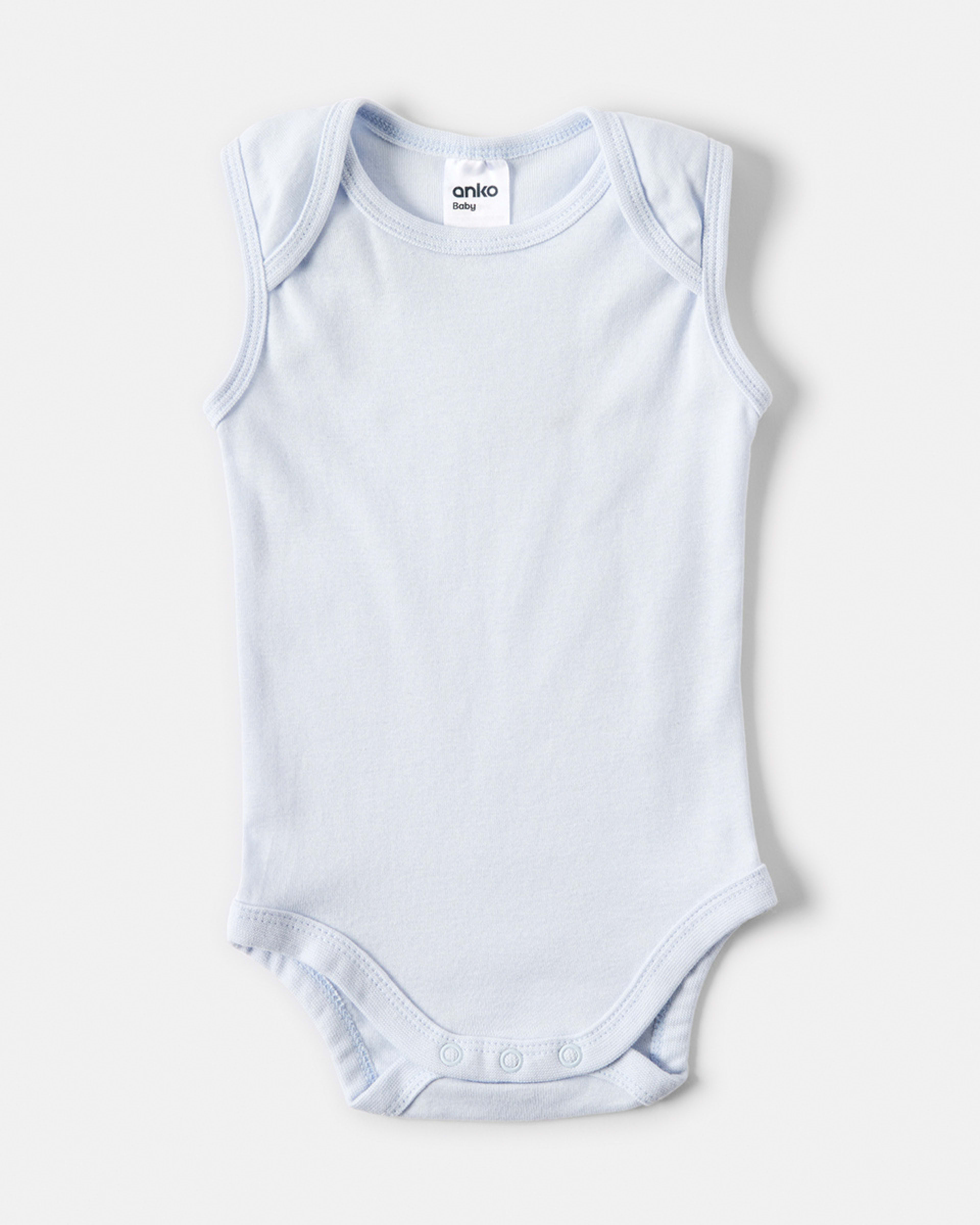 7 5 Pack Sleeveless Bodysuits Blue, 7 of 8
