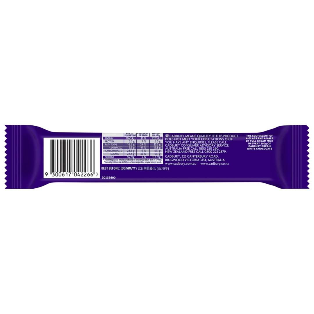 Cadbury Dream White Chocolate Bar 50g - Kmart