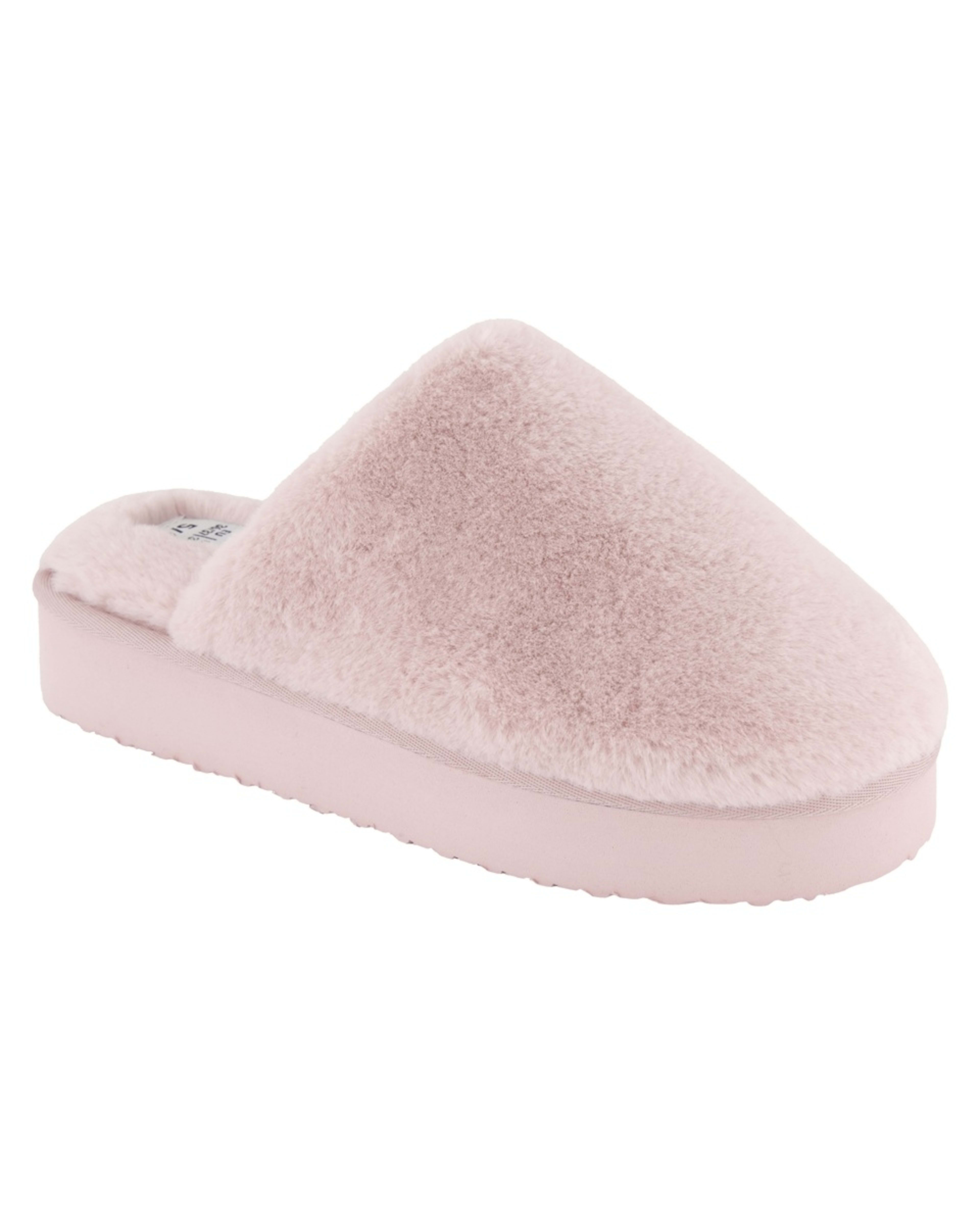 1 Furry Platform Scuffs Rose Mist